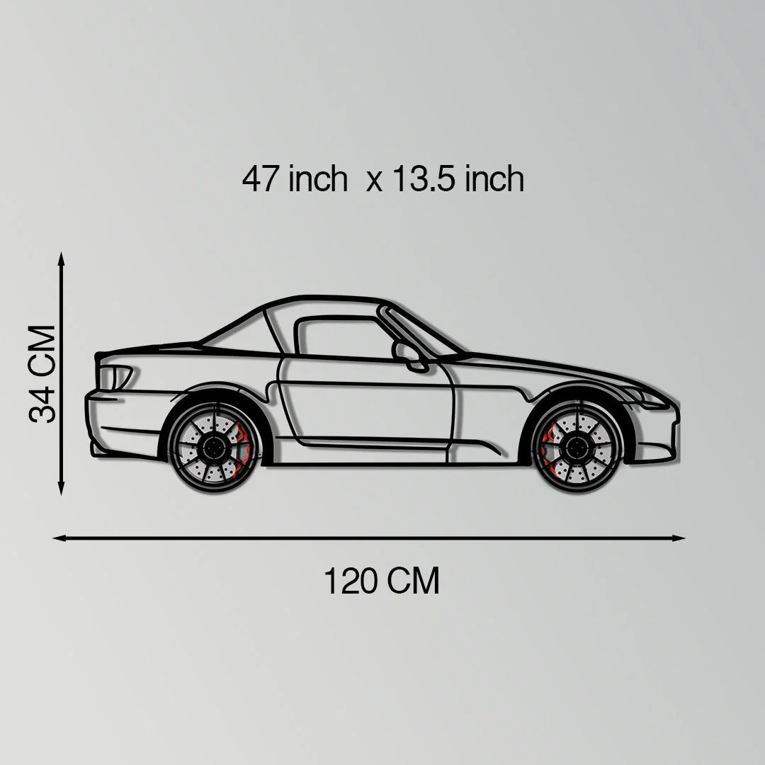 Honda S2000 Metal Car Wall Art with Rotating Wheels - JDM Roadster Silhouette - Interactive Automotive Wall Decor - KAFMEKA143 - Image 11