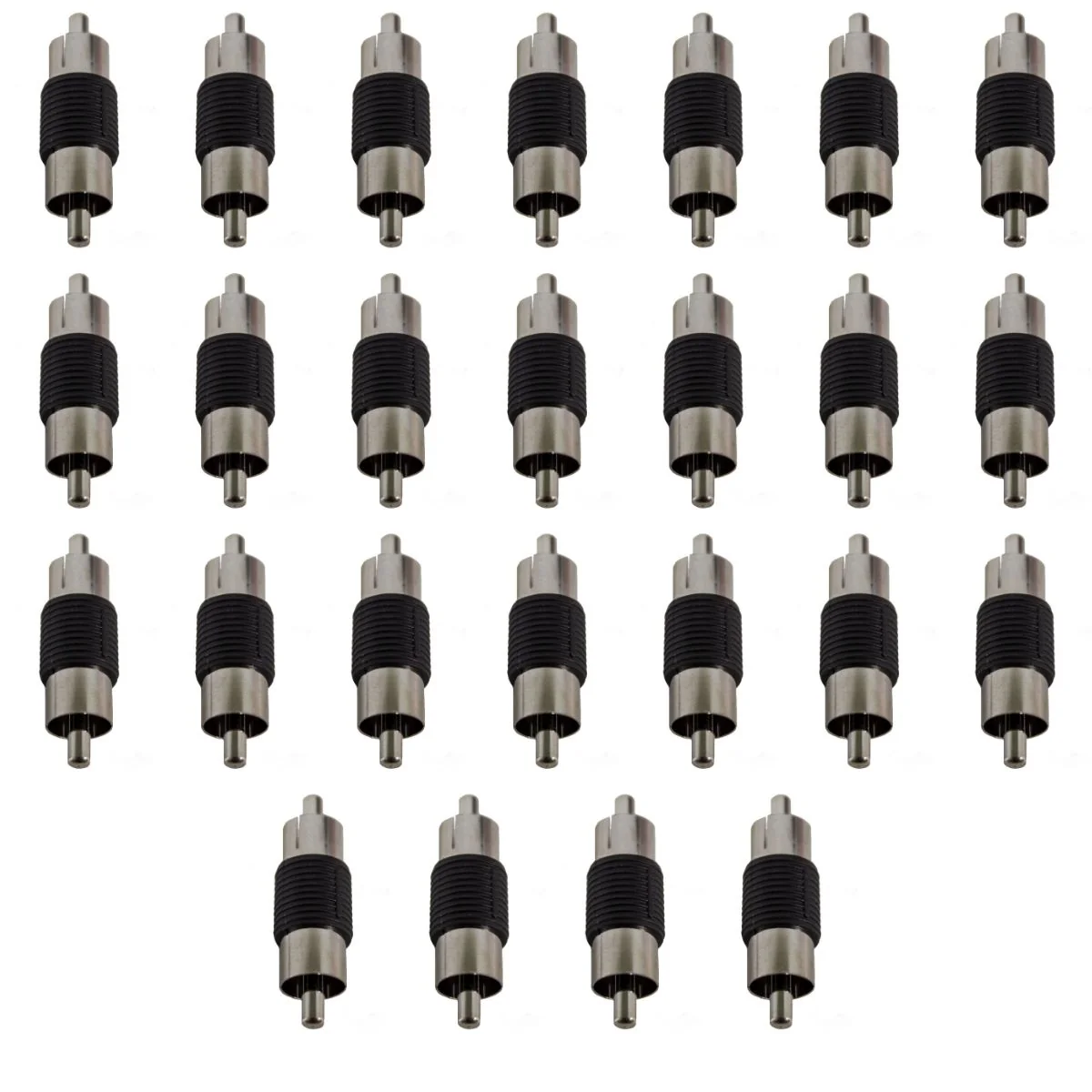 Install Bay Male-to-Male RCA Nickel Barrel Connectors RCA100-BM Pack of 25