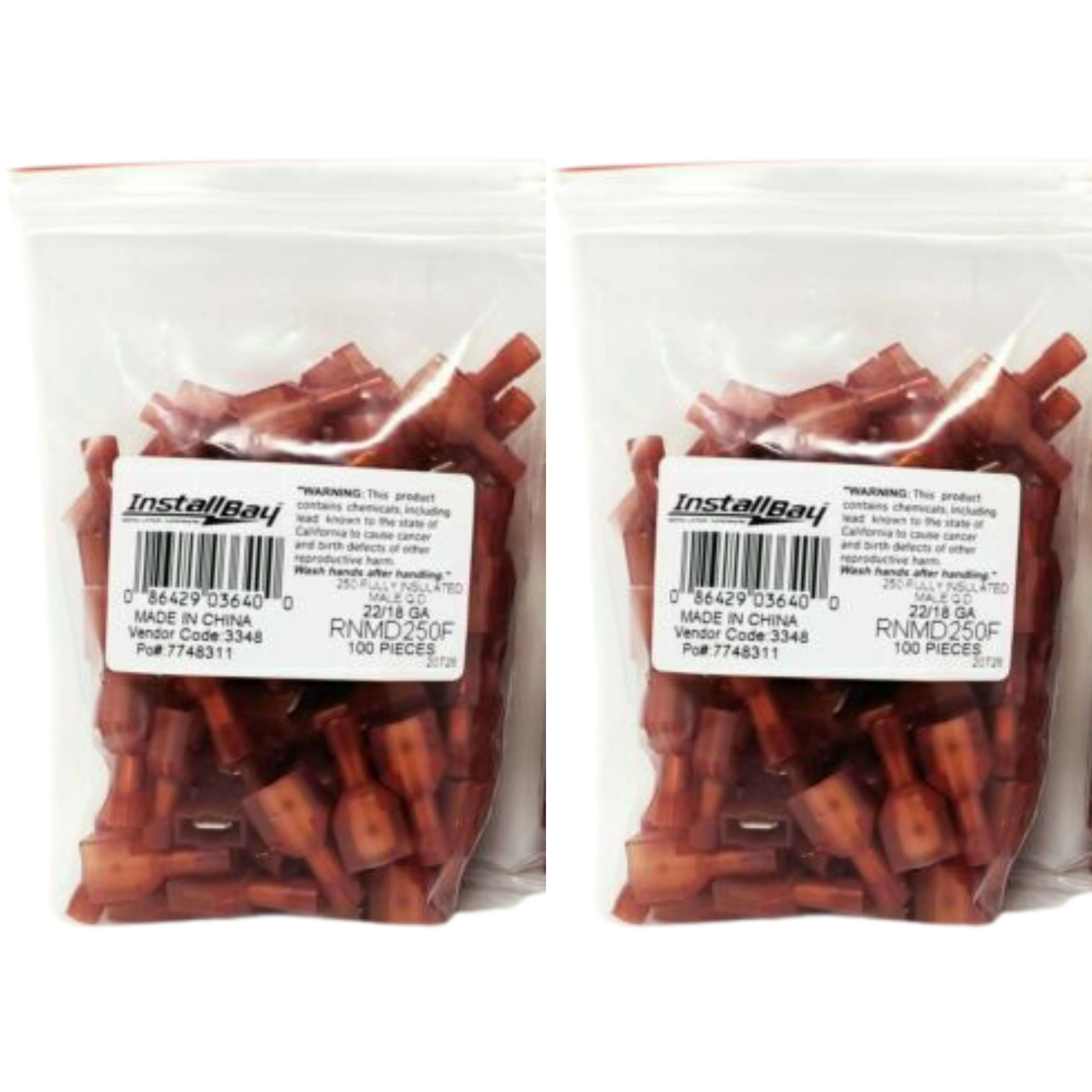 Install Bay 22-18AWG Red Male Insulated Nylon Quick Disconnects 200pcs - Image 2