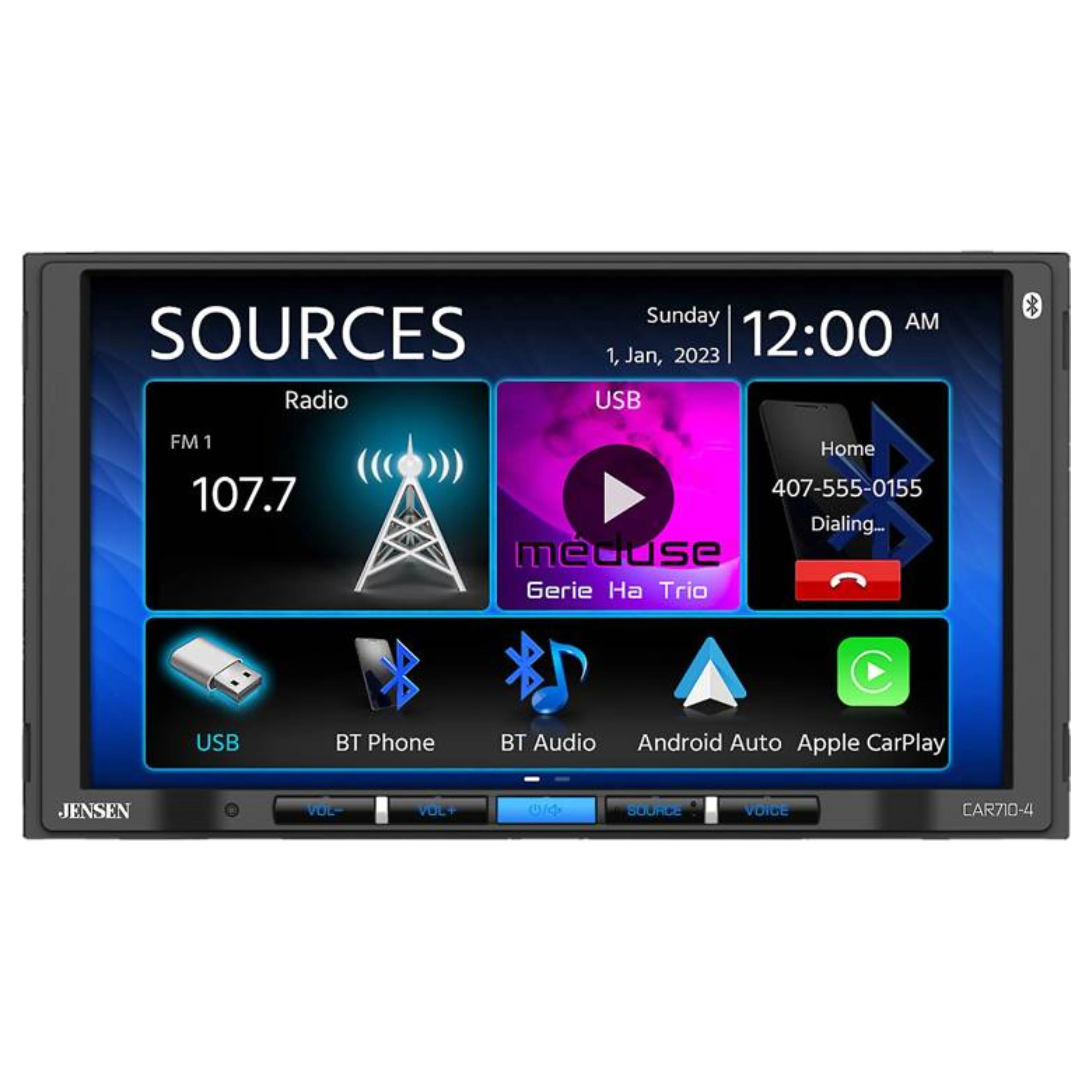 Jensen 7" Touchscreen Bluetooth Car Radio with Backup Camera - CAR710-4BC - Image 2