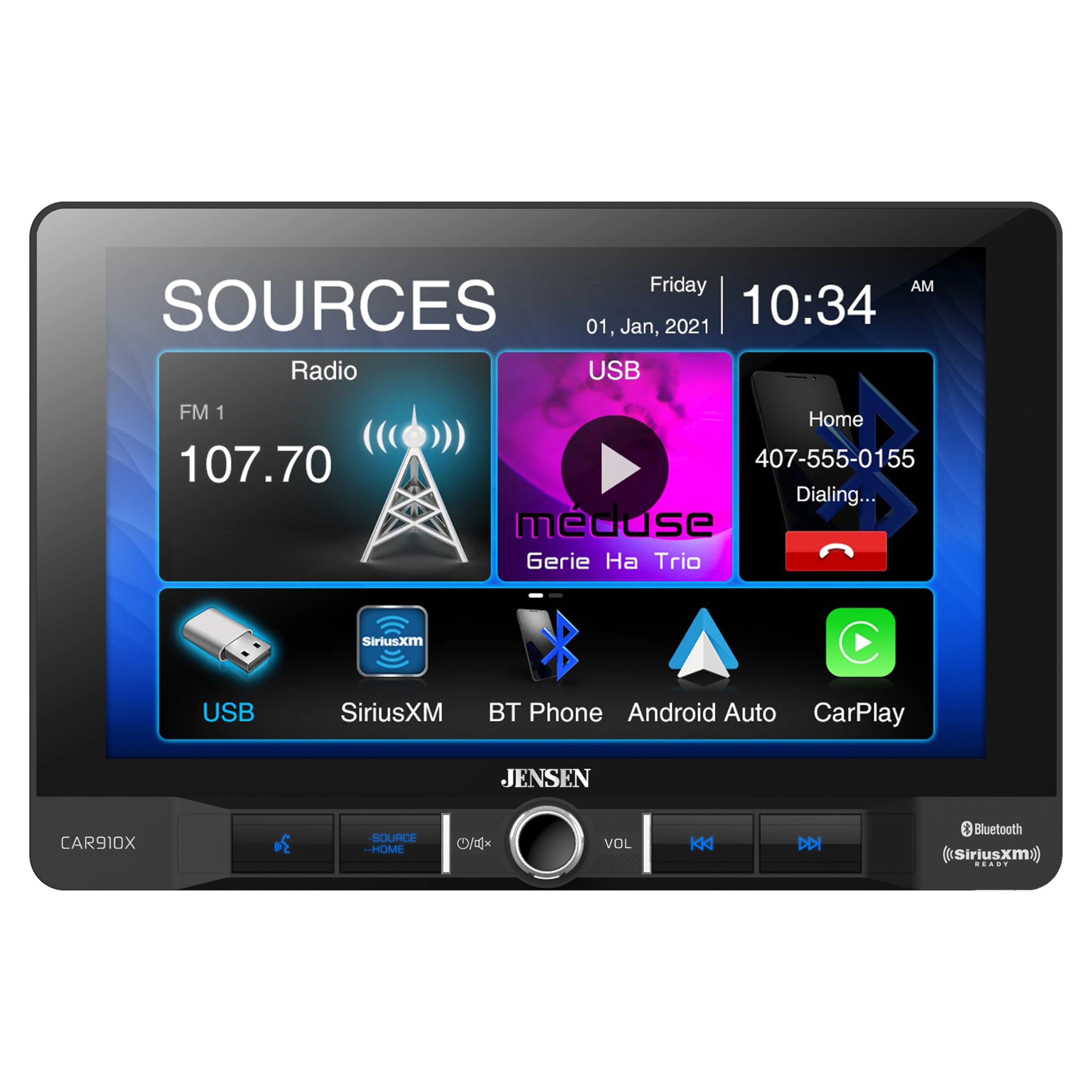 Jensen 9" Touchscreen Bluetooth 1 DIN Radio w/ Apple CarPlay & Android Auto - Image 3