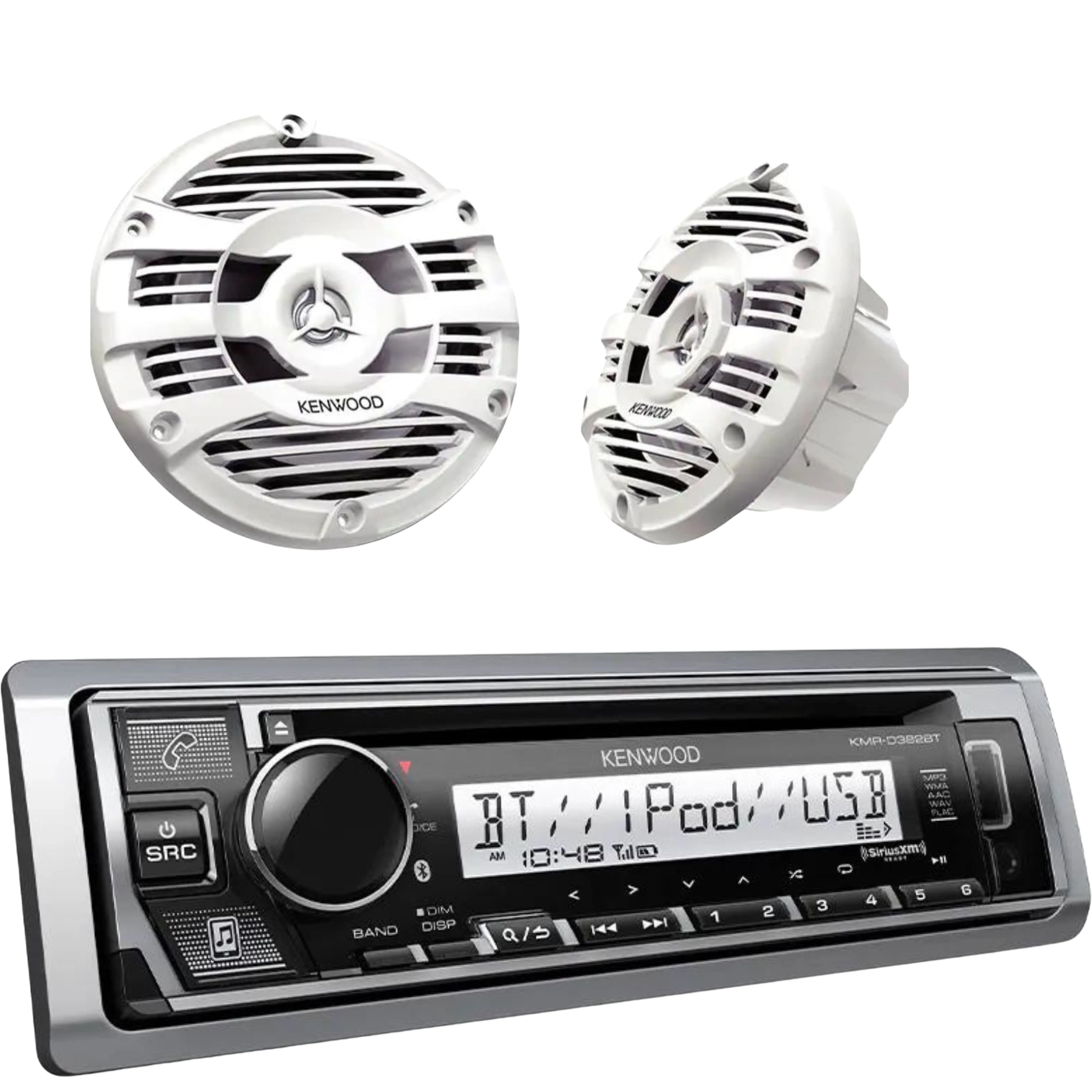 Kenwood 4 Channel 600W Bluetooth Amplifier W/ Pair of 6.5" Marine Speakers