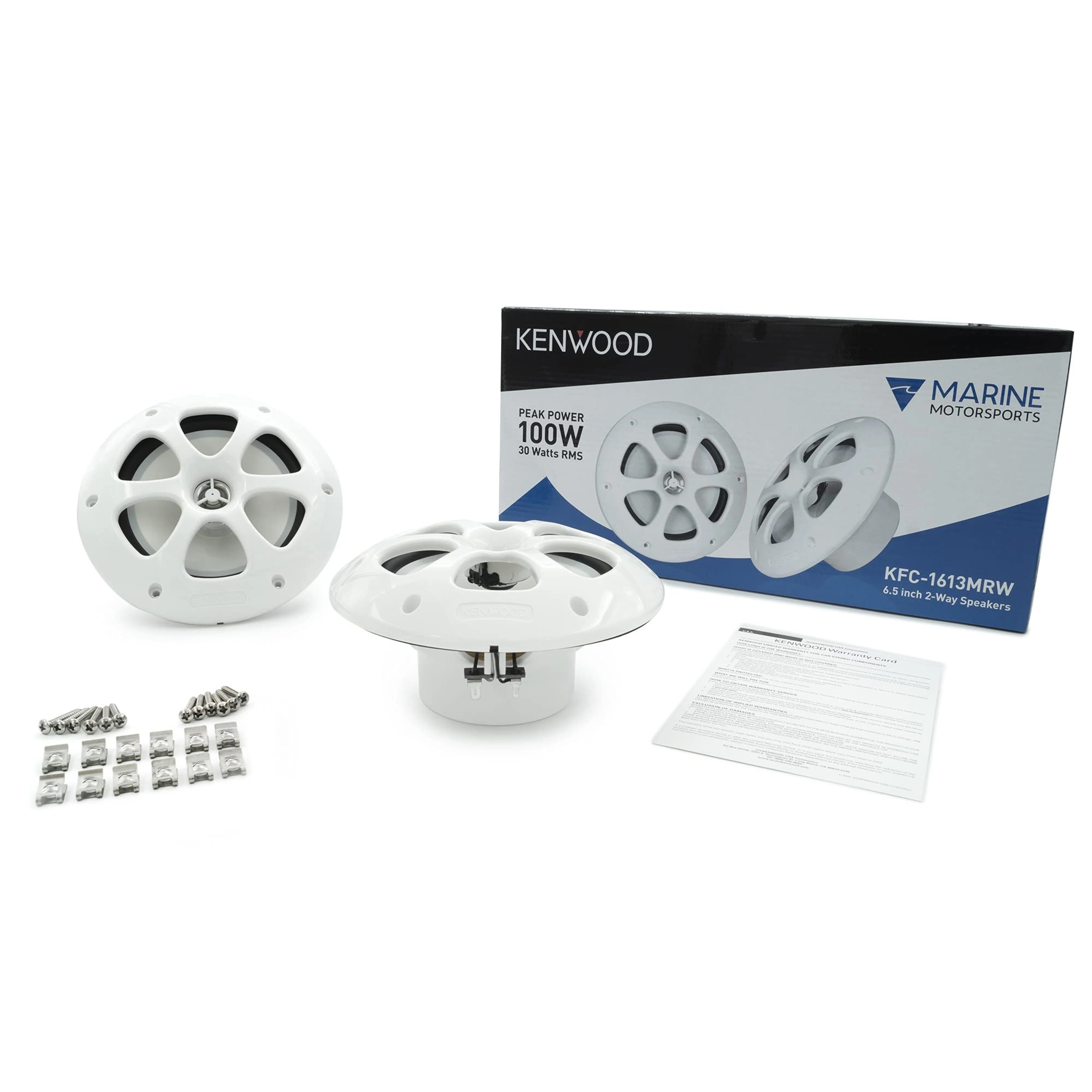 Pair of White Kenwood 6.5" 30W RMS 4-Ohm 2 Way Coaxial Marine Speakers - Image 2