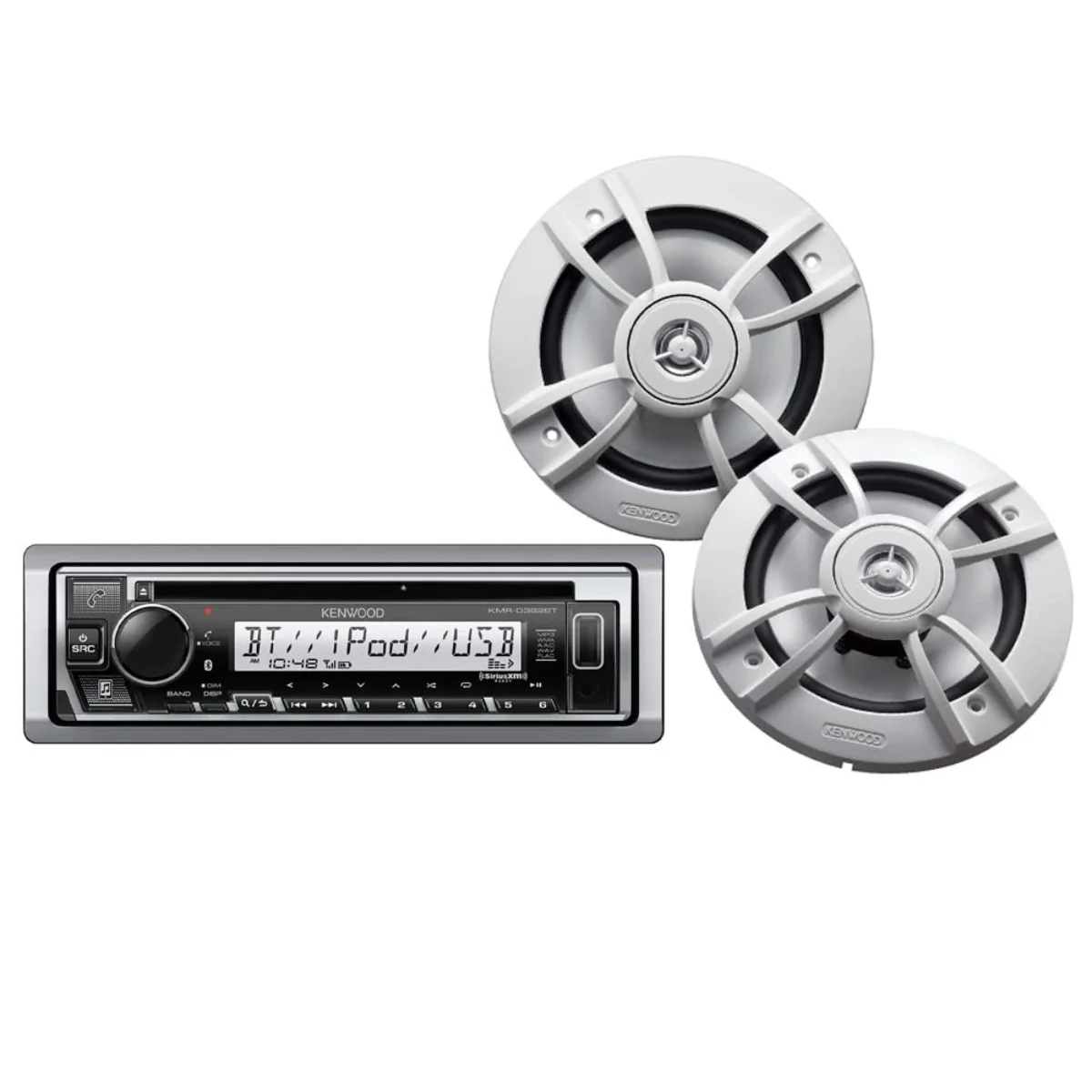 Kenwood Marine Audio Package w/ BT Stereo + 6.5" Boat Speakers Pair PKG-MR382BT
