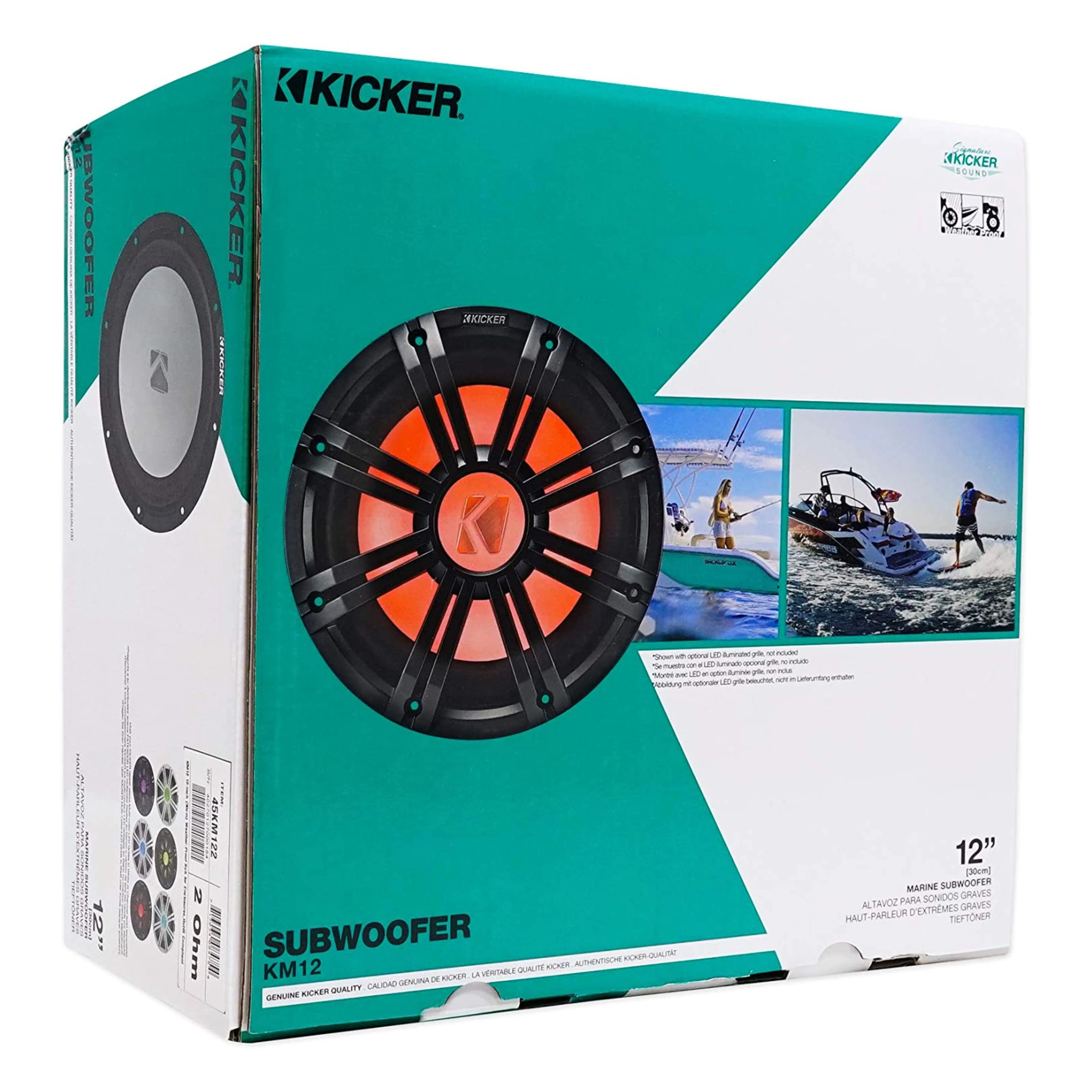 Kicker 12" Marine Powersport 2 Ohm 350 Watt Subwoofer 45KM122 - Image 6