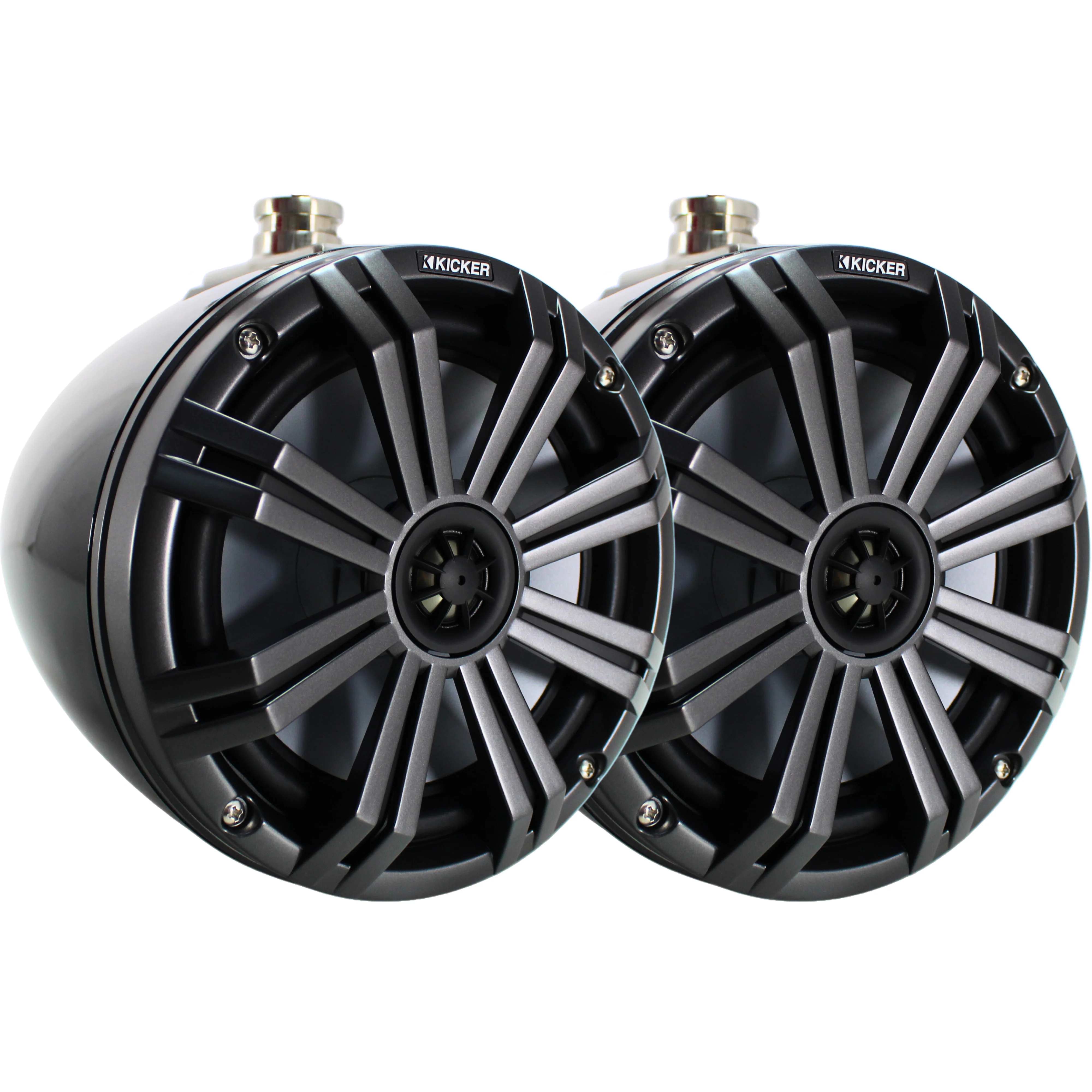 Kicker KMTC Series 8" 300W Marine Coaxial Black Tower System Speakers / 45KMTC8
