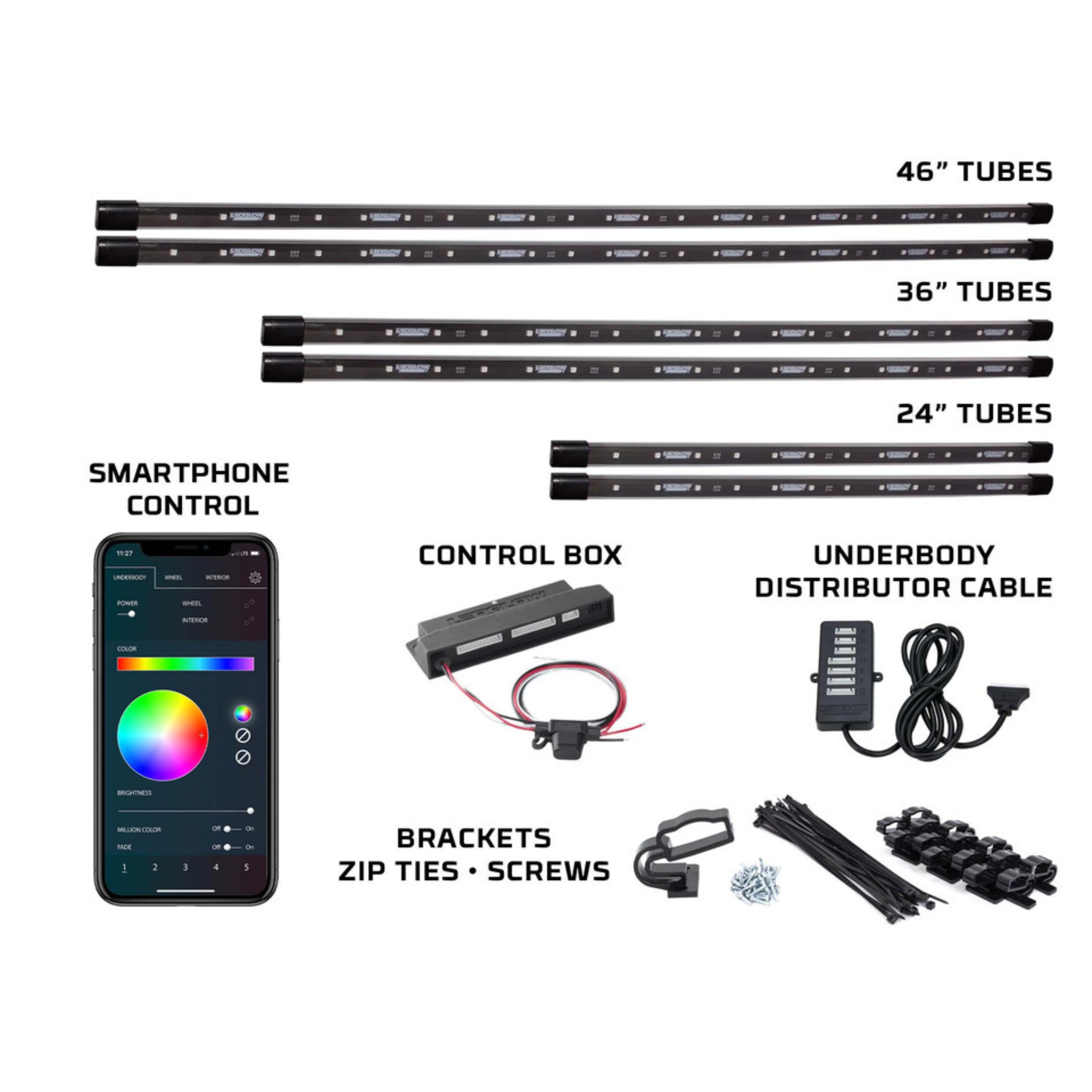 LEDGlow 6pc Million Color Bluetooth Truck Underglow Lighting Kit - Image 2