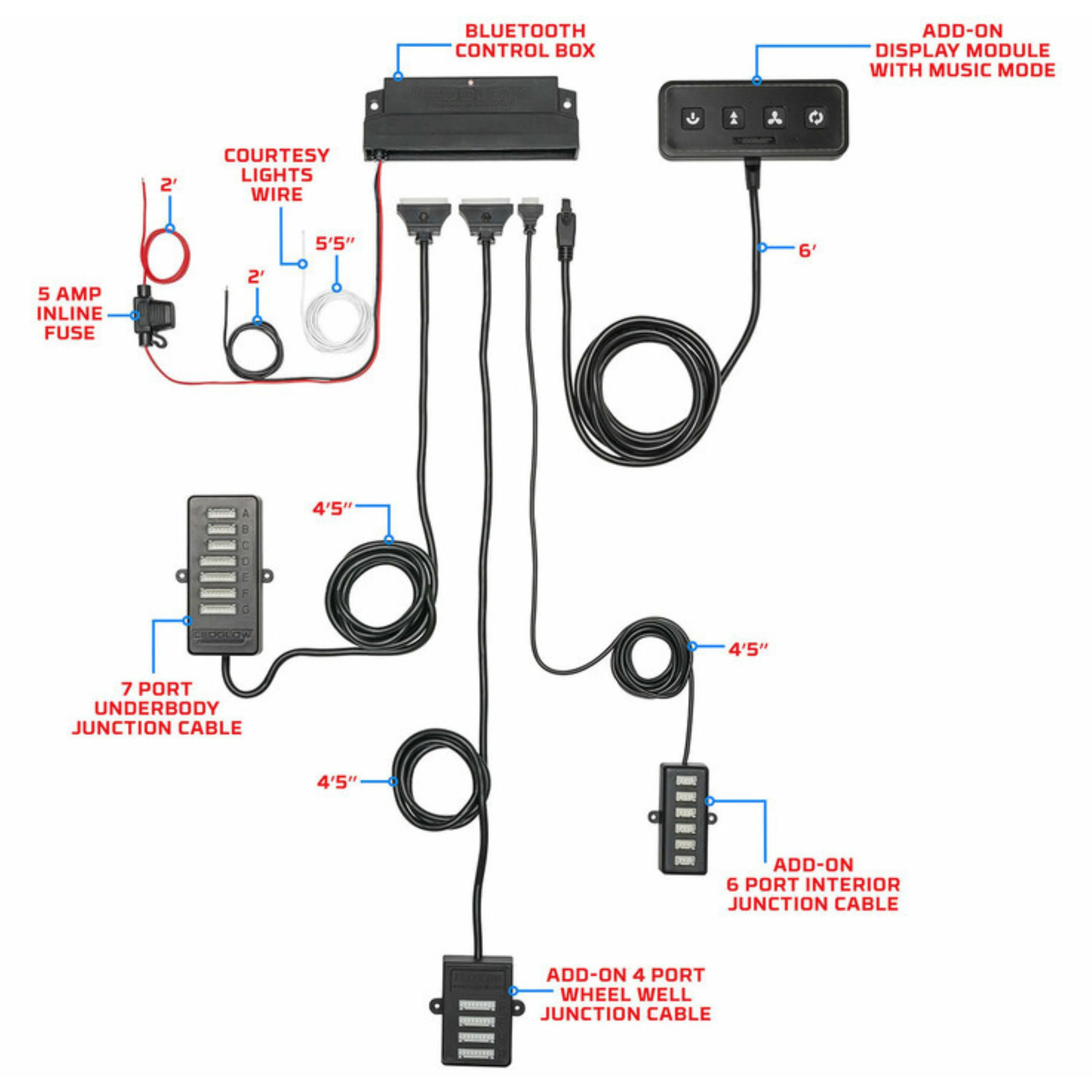 LEDGlow 6pc Million Color Bluetooth Truck Underglow Lighting Kit - Image 4
