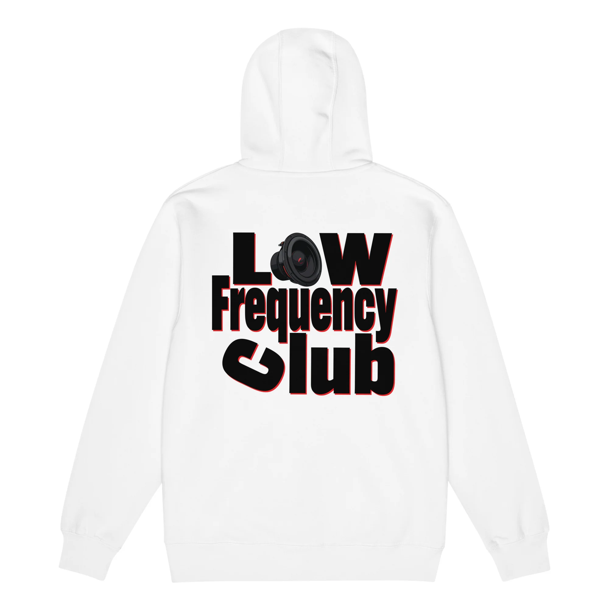 Low Frequency Club Hoodie | White Premium Zip Hoodie | Big Jeff Audio - Image 5
