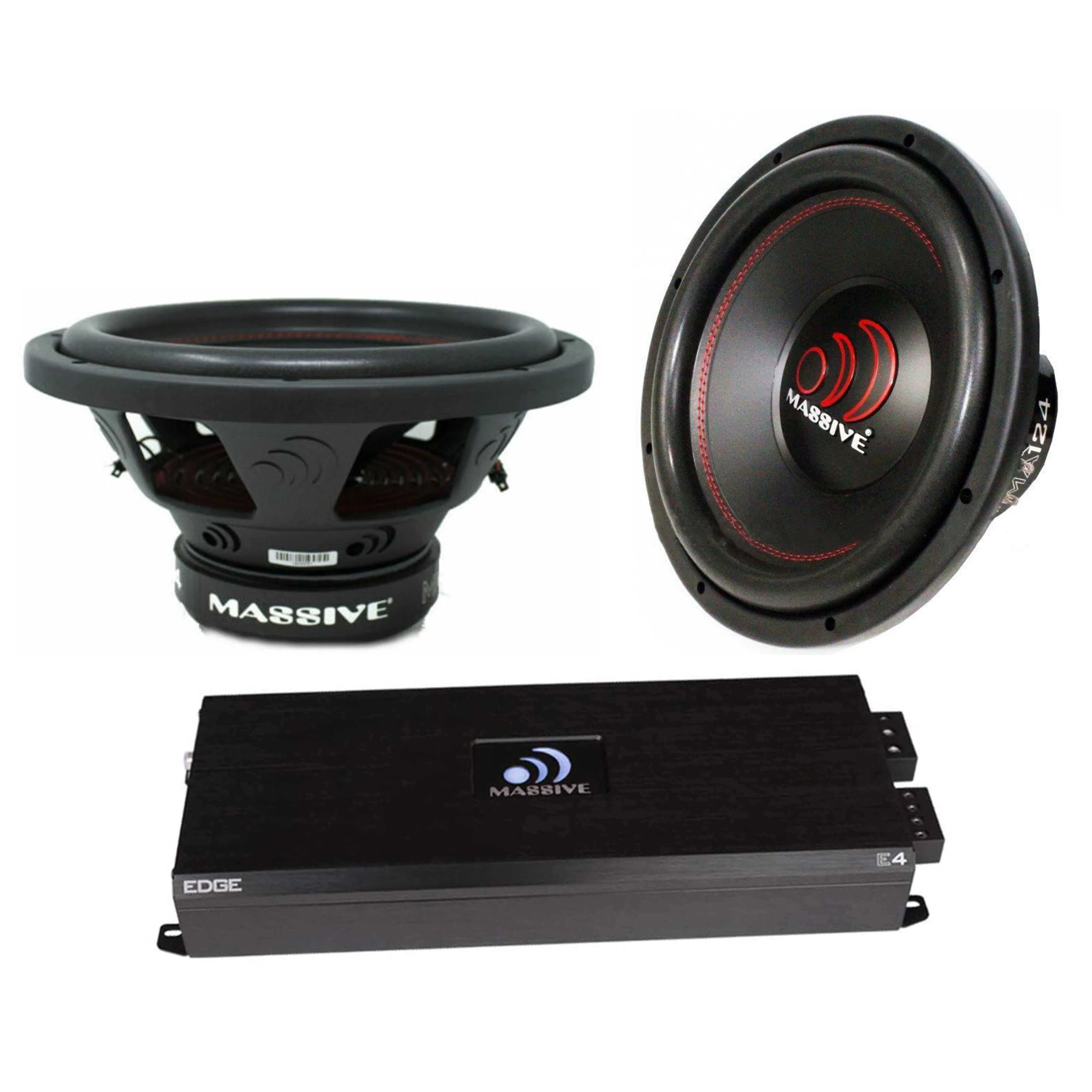 Massive Audio 2x 12" 2000W Subwoofers Dual 4 Ohm MMA124 + Monoblock Amp Package