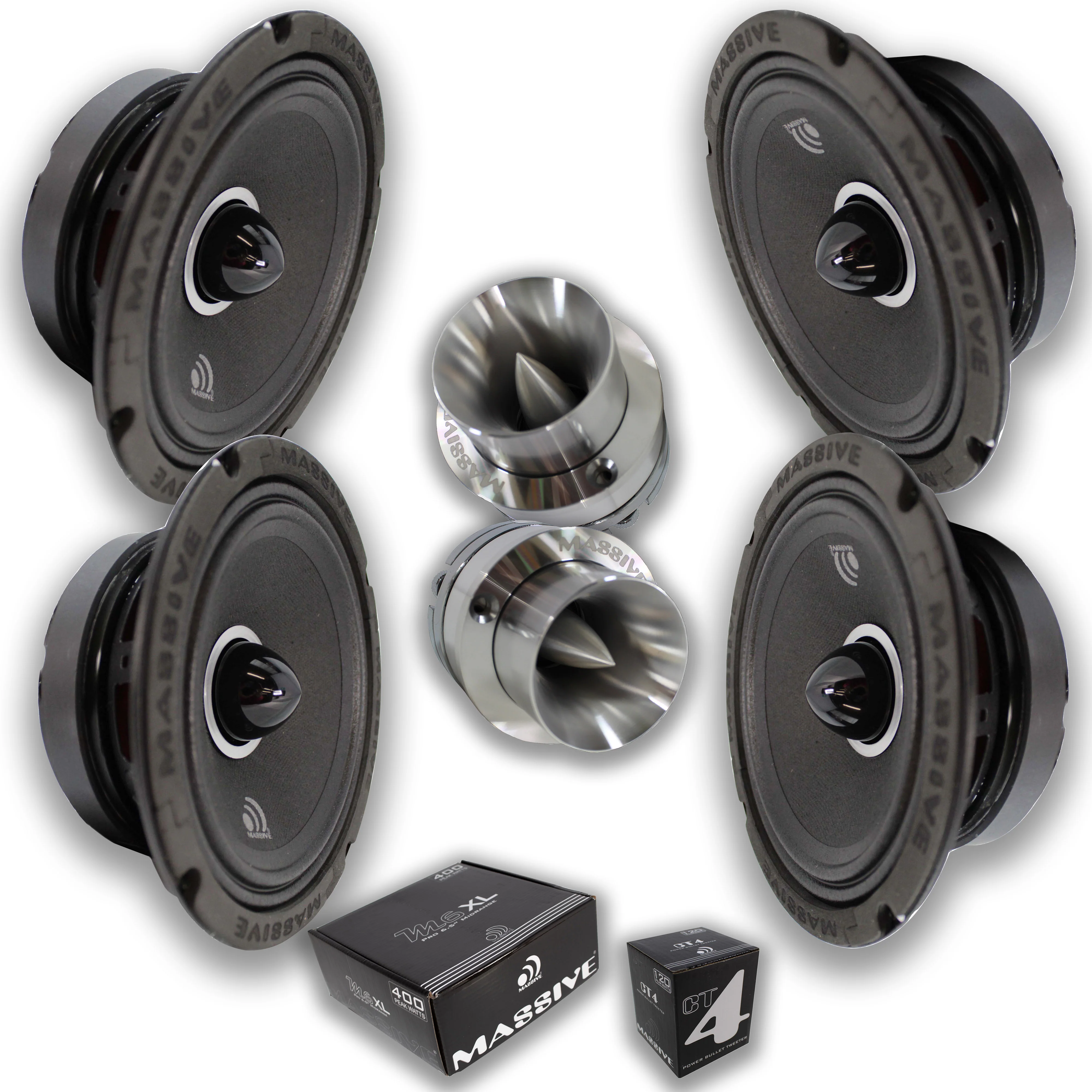 Massive Car Audio 6.5" Loud Speakers 1600W With Super 1" Bullet Tweeters