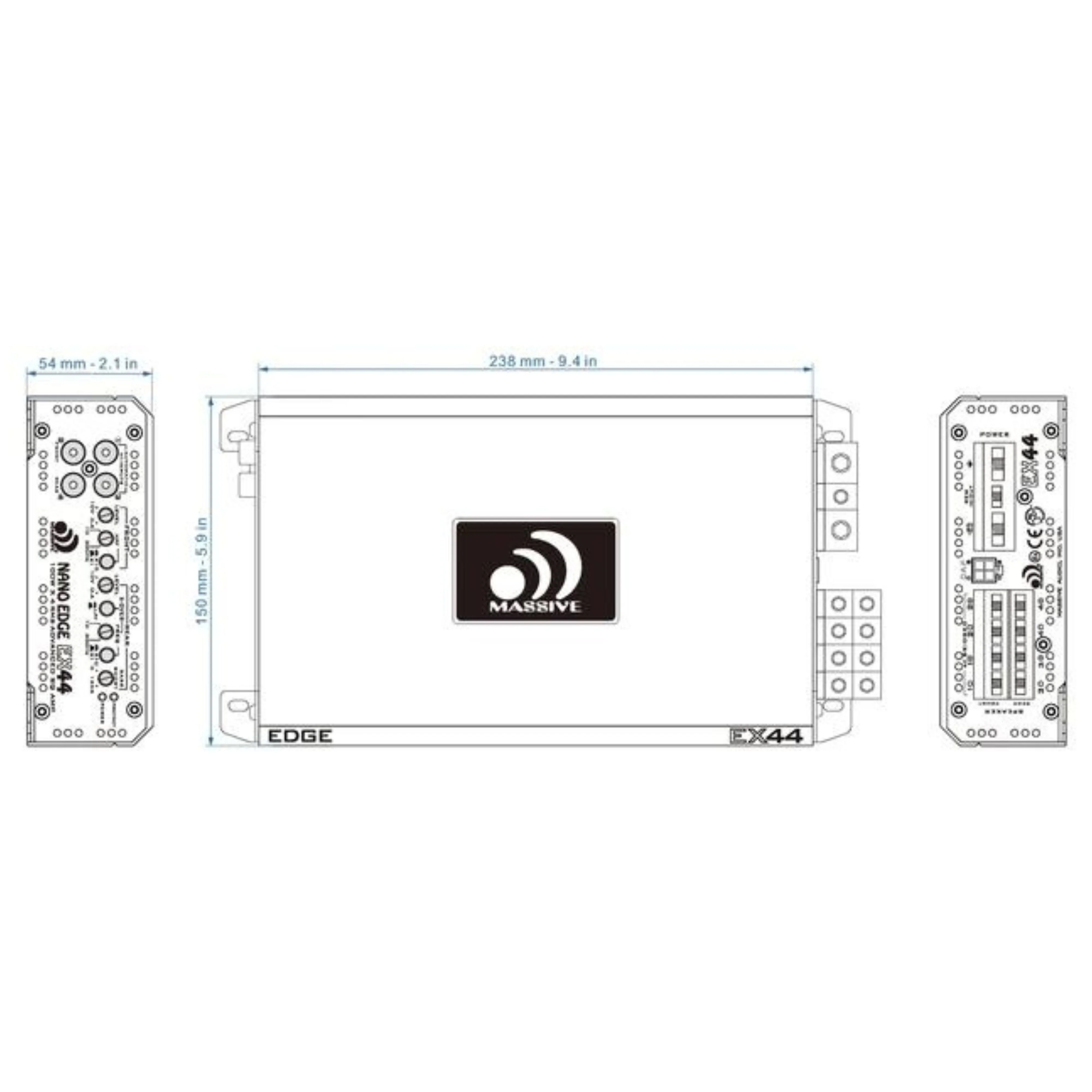 Massive Audio Nano Edge 4Channel Amplifier  800W Class AB Full Range SQ EX44 - Image 6