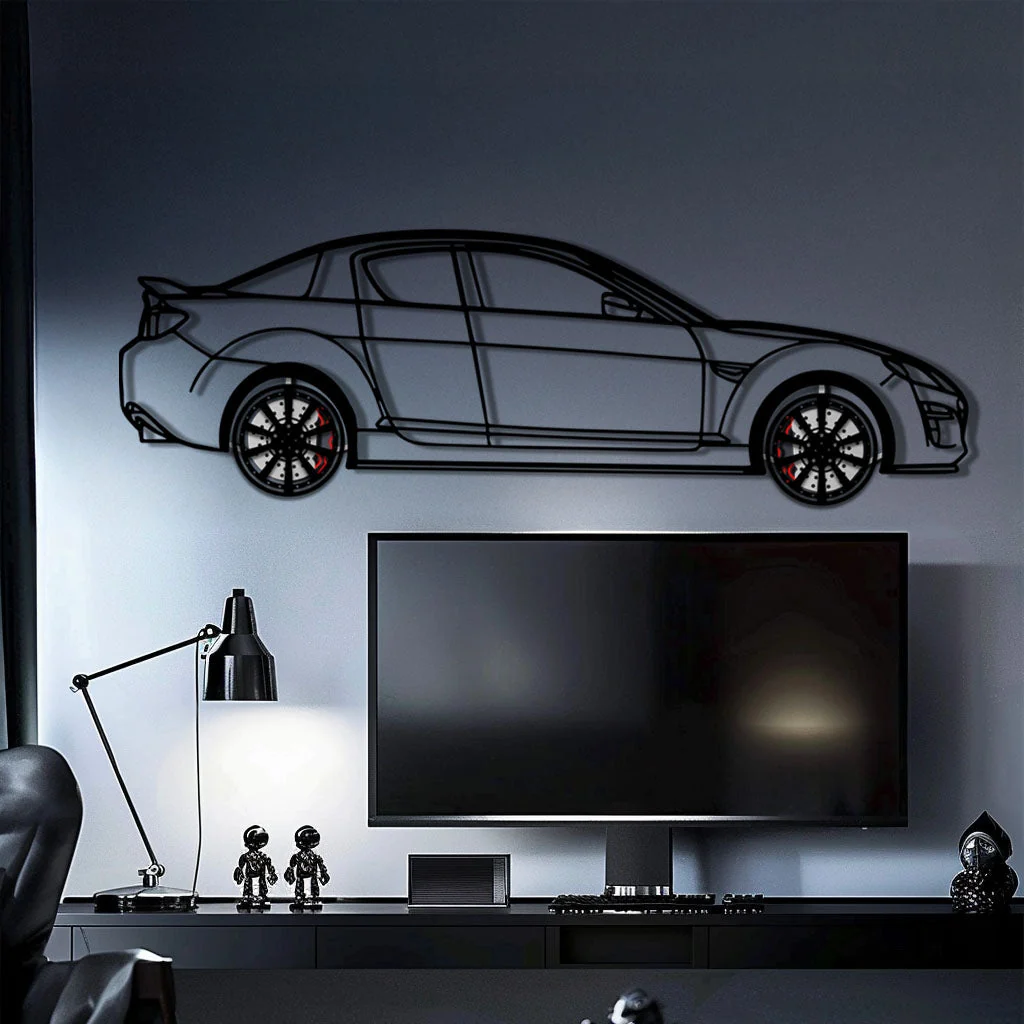Mazda RX-8 Metal Car Wall Art with Rotating Wheels - Rotary Engine Silhouette - Interactive JDM Automotive Wall Decor - KAFMEKA148 - Image 10