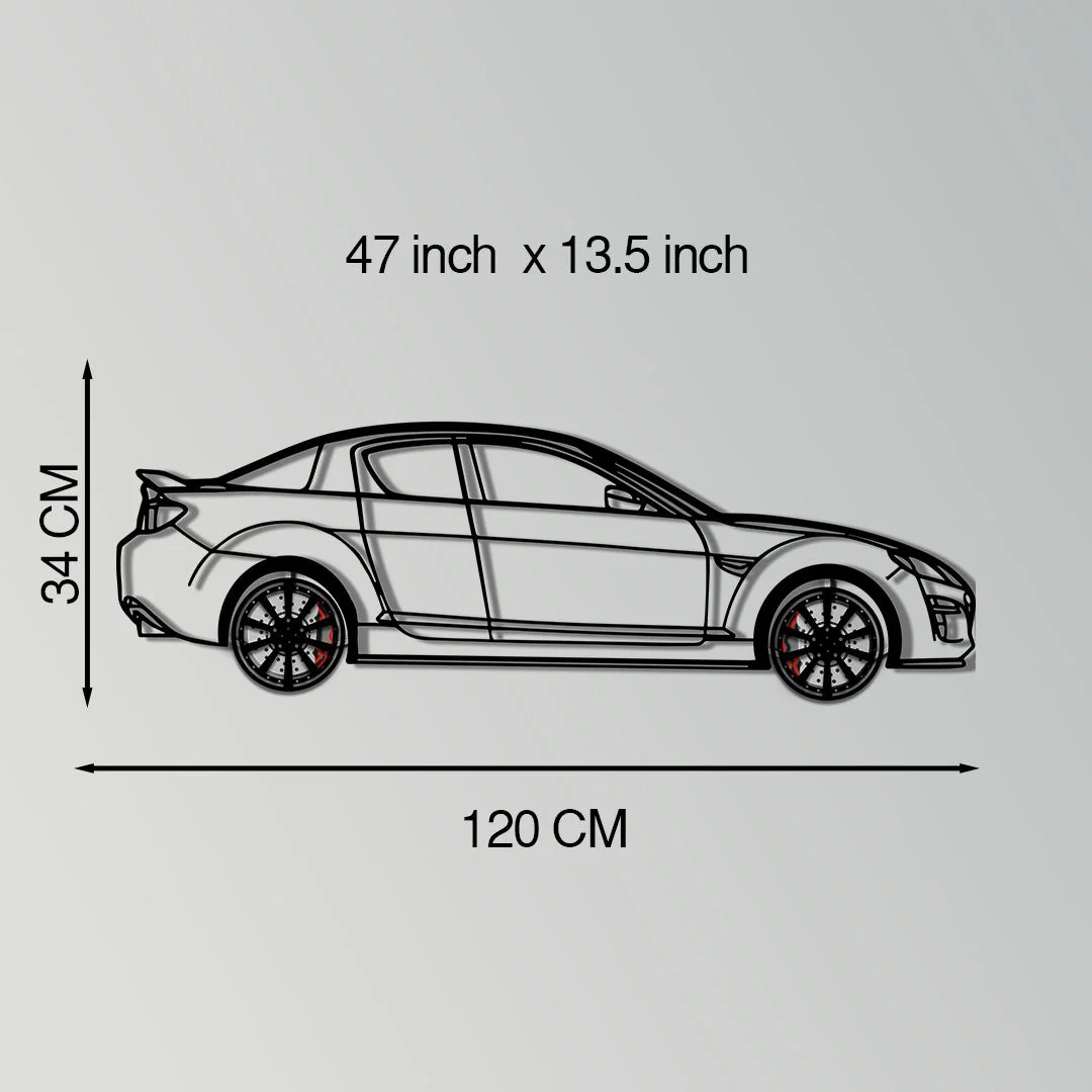 Mazda RX-8 Metal Car Wall Art with Rotating Wheels - Rotary Engine Silhouette - Interactive JDM Automotive Wall Decor - KAFMEKA148 - Image 11