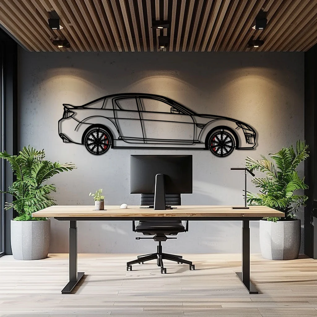 Mazda RX-8 Metal Car Wall Art with Rotating Wheels - Rotary Engine Silhouette - Interactive JDM Automotive Wall Decor - KAFMEKA148 - Image 9