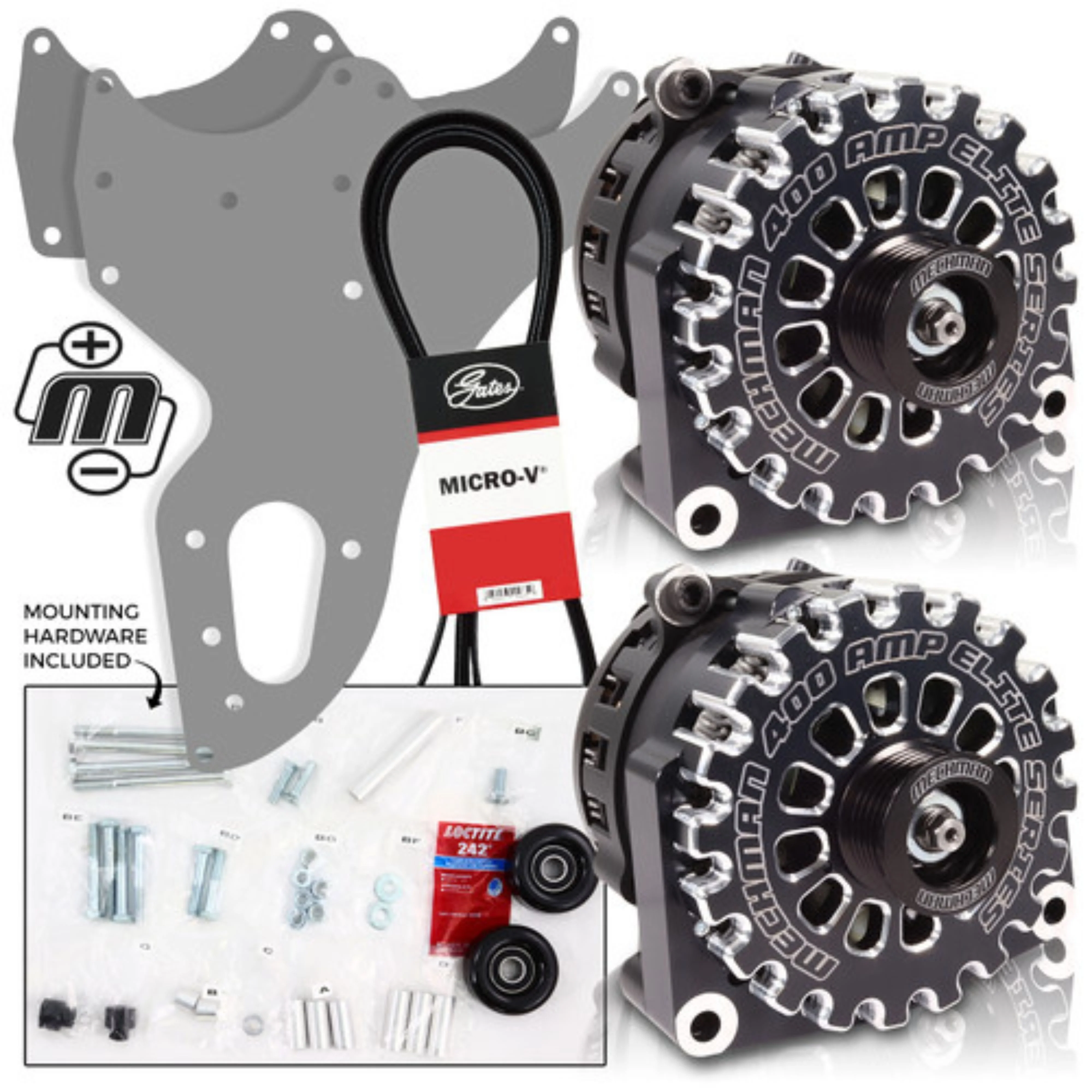 Mechman D201 Dual Bracket Black Alternator 99-04 GM Trucks W/4.8, 5.3, & 6.0L - Image 2