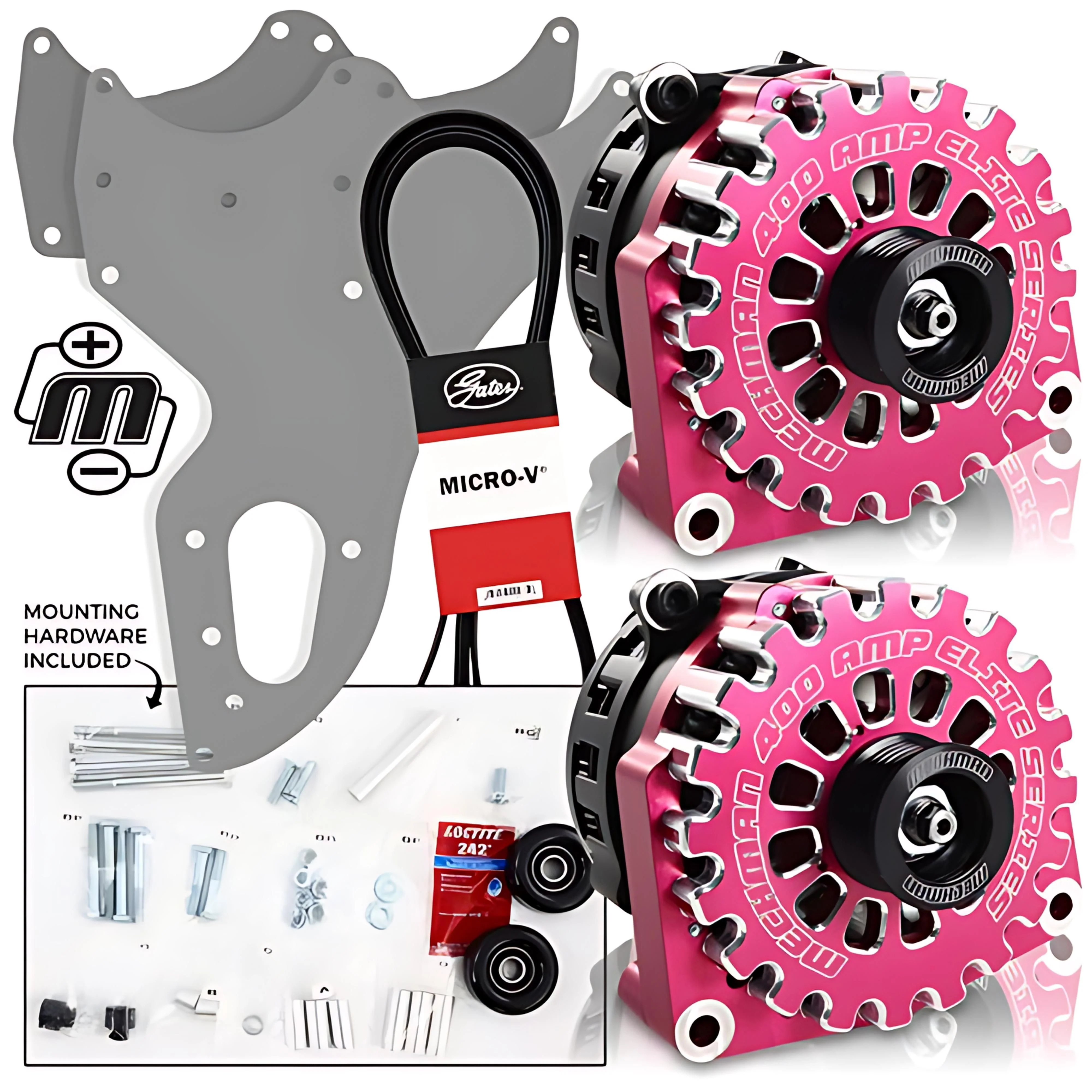 Mechman D205PI Dual Bracket Pink Altern 05-13 GM Trucks W/4.8, 5.3, & 6.0, 6.2L - Image 2