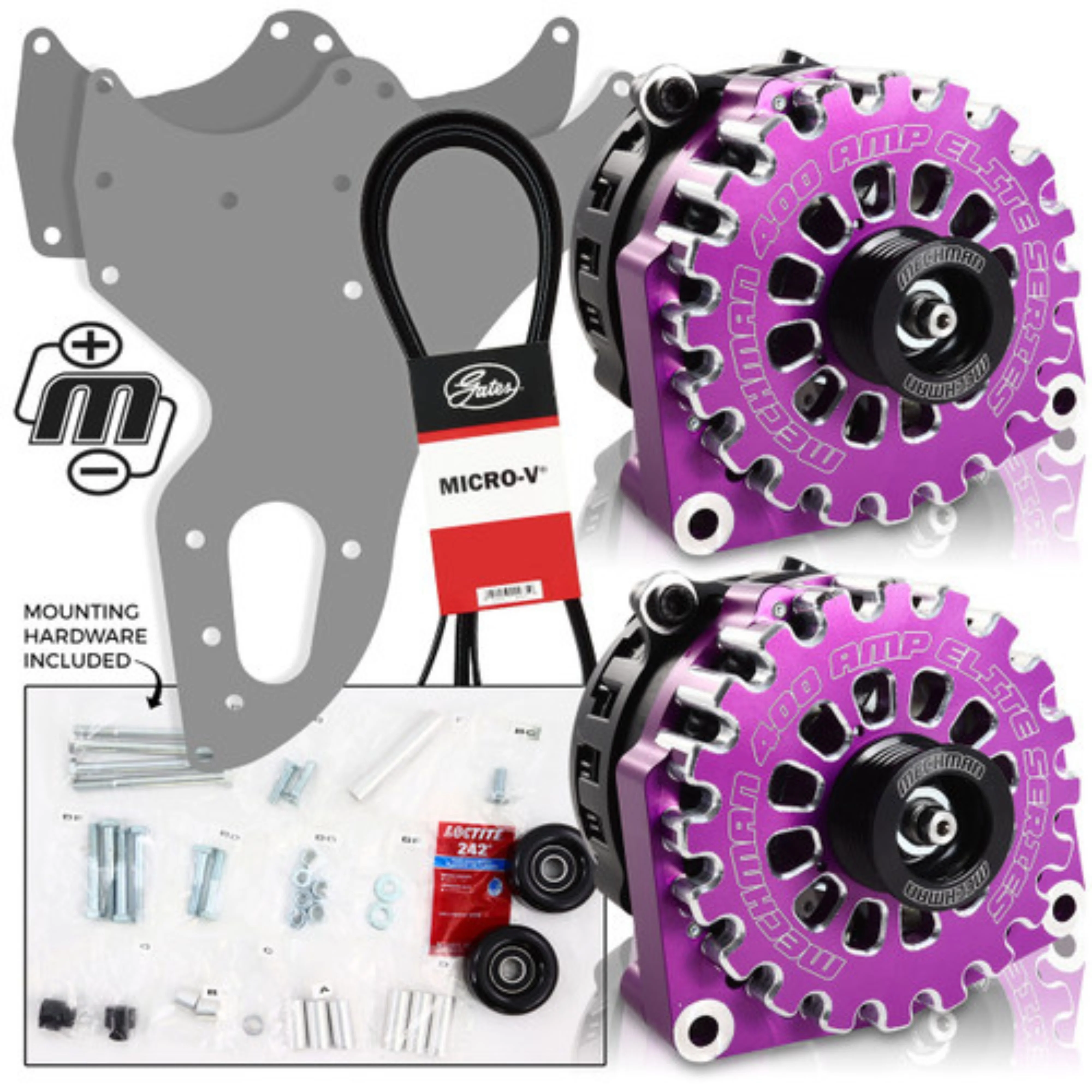 Mechman D205PU Dual Bracket Purple Alt 05-13 GM Trucks W/4.8, 5.3, & 6.0, 6.2L - Image 2