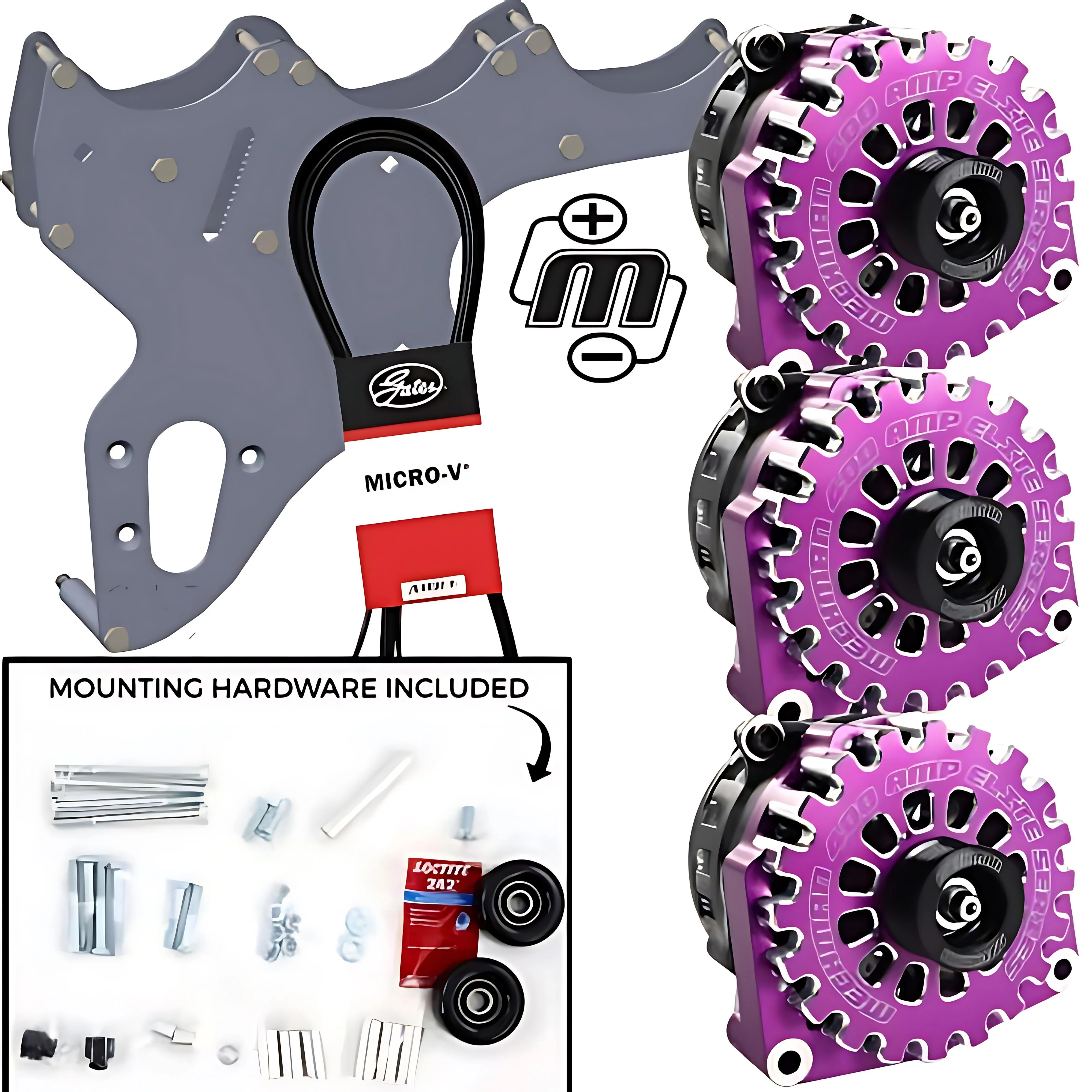 Mechman D305PU Triple Bracket Purple Alternator Kit 05-13 GM Truck/SUV LS-engine - Image 2