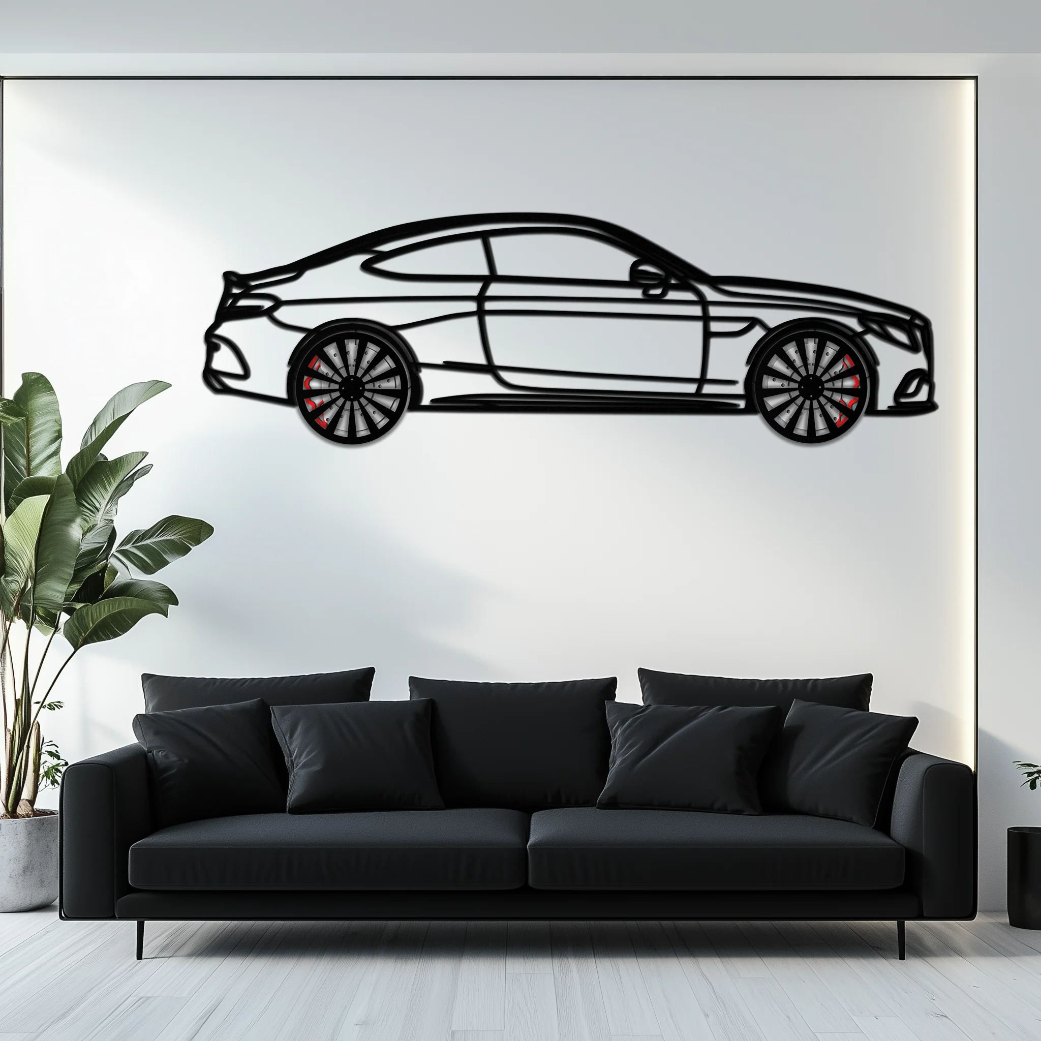 Mercedes C300 Coupe Metal Wall Art – Rotating Wheels Edition – Luxury Car Silhouette Decor for Home, Office & Garage - KAFMEKA074 - Image 10