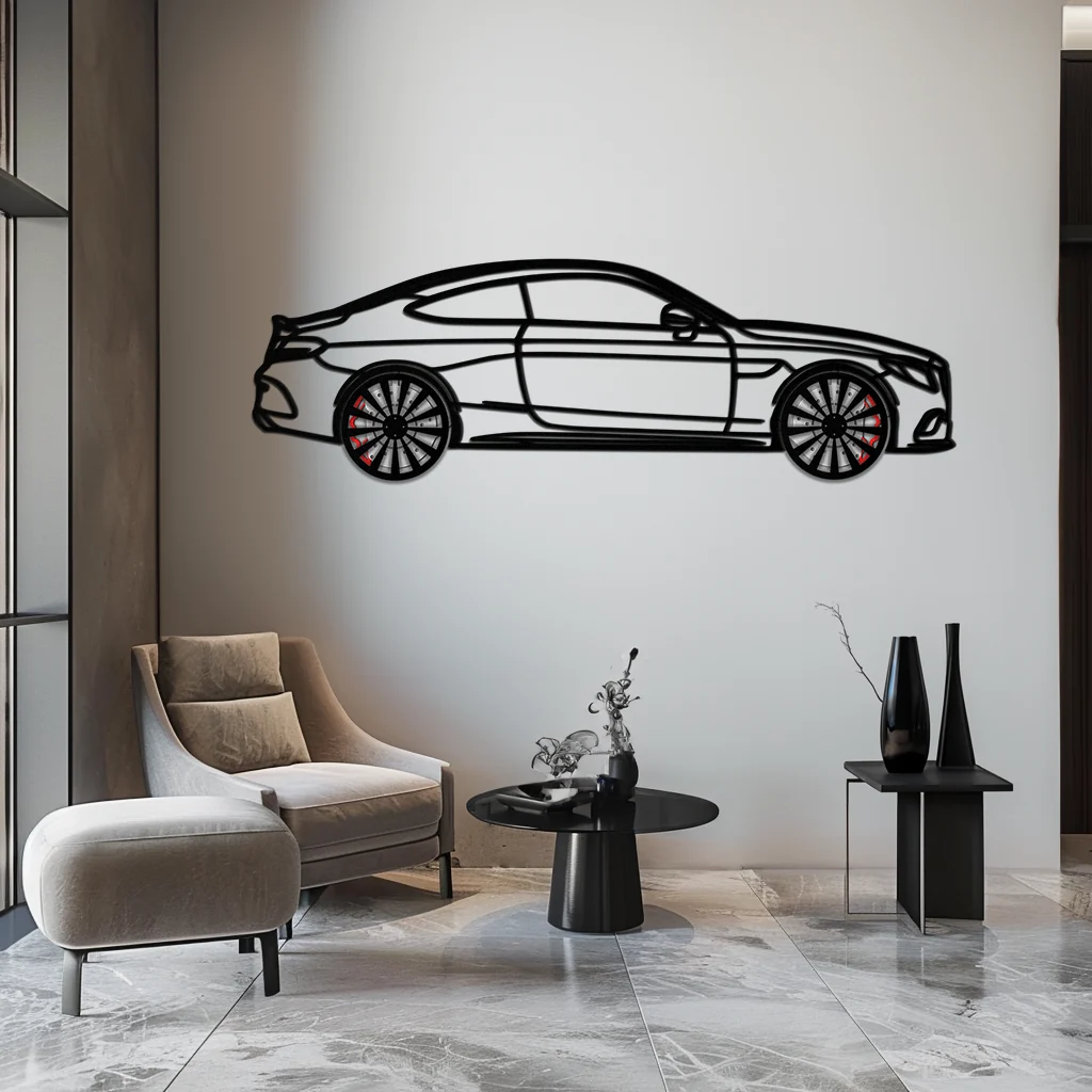 Mercedes C300 Coupe Metal Wall Art – Rotating Wheels Edition – Luxury Car Silhouette Decor for Home, Office & Garage - KAFMEKA074 - Image 3