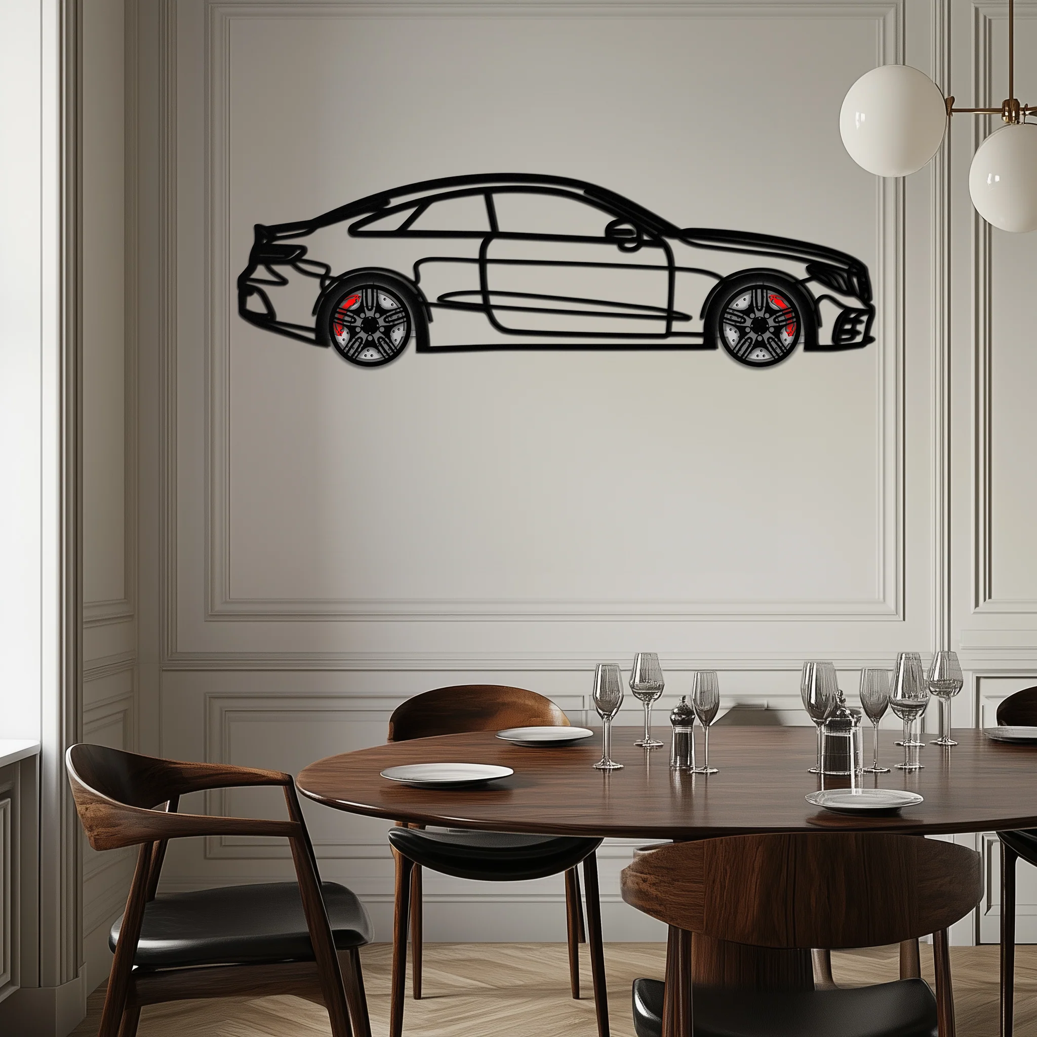 Mercedes E53 AMG Rotating Wheel Metal Wall Art – Luxury Coupe Silhouette Decor for Car Enthusiasts- KAFMEKA078 - Image 8