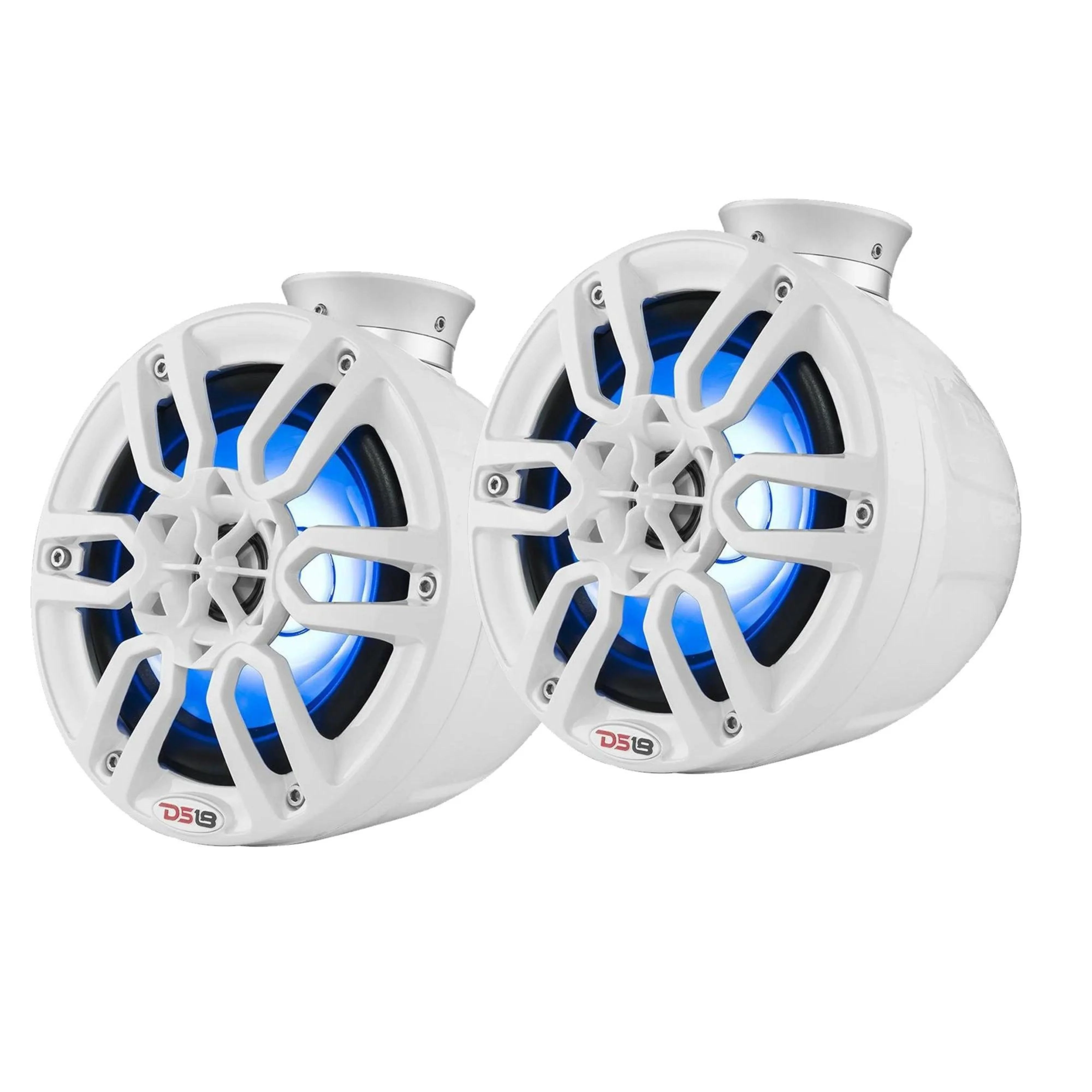 DS18 8" 750W Marine Pod Pair of White Speakers with Integrated LED NXL-PS8W