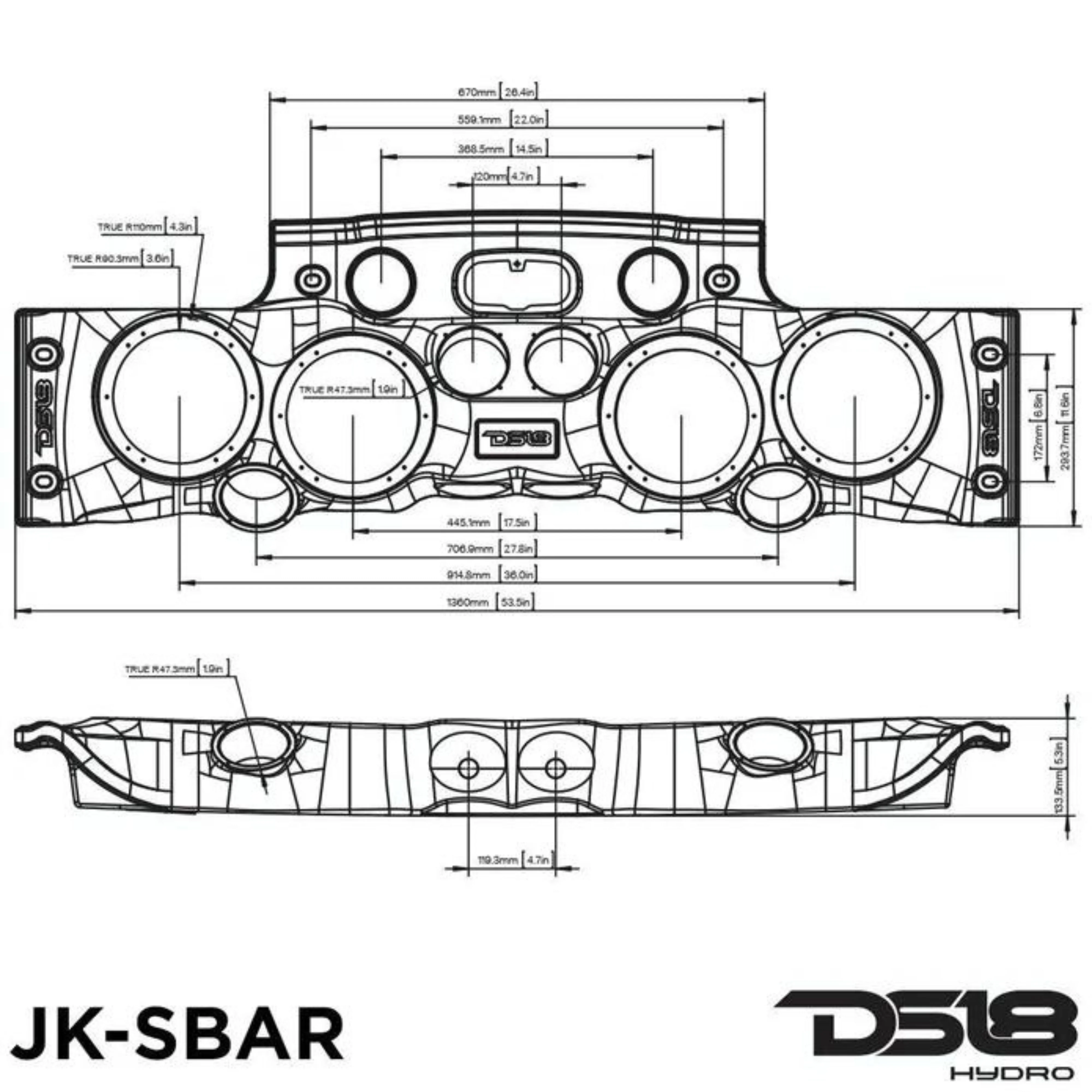 DS18 Molded Soundbar for Jeep Wrangler Gray LED Car Audio Sound Bar JK JKU - Image 3