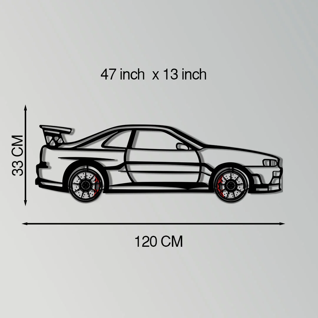 Nissan Skyline GT-R R34 Metal Car Wall Art with Rotating Wheels - "Godzilla" JDM Legend Silhouette - Interactive Automotive Wall Decor - KAFMEKA152 - Image 11