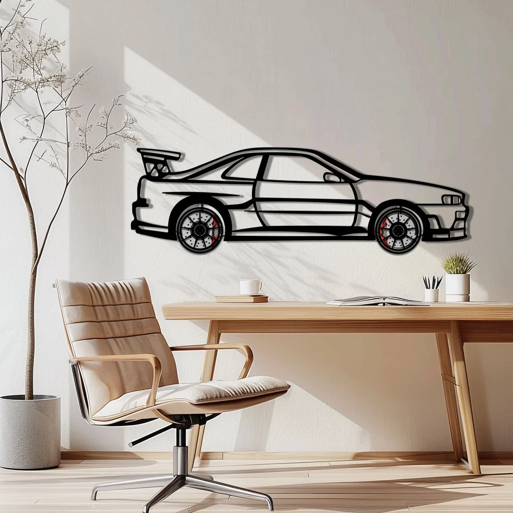 Nissan Skyline GT-R R34 Metal Car Wall Art with Rotating Wheels - "Godzilla" JDM Legend Silhouette - Interactive Automotive Wall Decor - KAFMEKA152 - Image 2