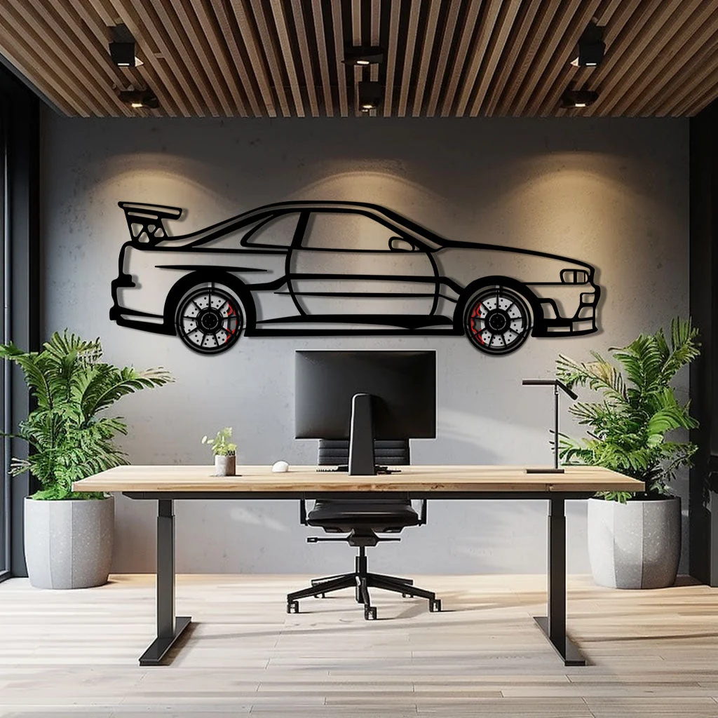Nissan Skyline GT-R R34 Metal Car Wall Art with Rotating Wheels - "Godzilla" JDM Legend Silhouette - Interactive Automotive Wall Decor - KAFMEKA152 - Image 9