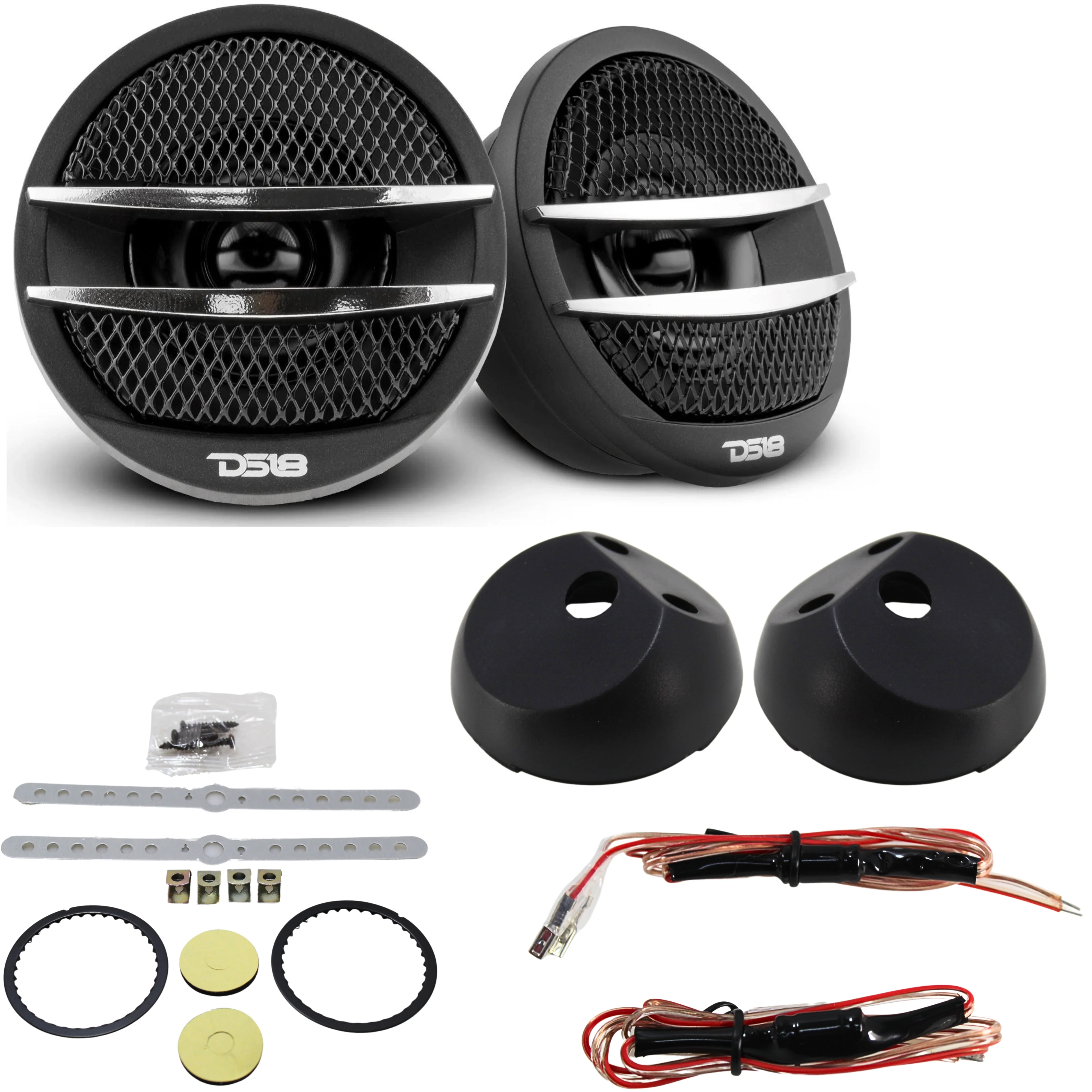 DS18 pair of 2" PEI Dome Ferrite 200 Watts Max 4 Ohm tweeters Silver TX1S