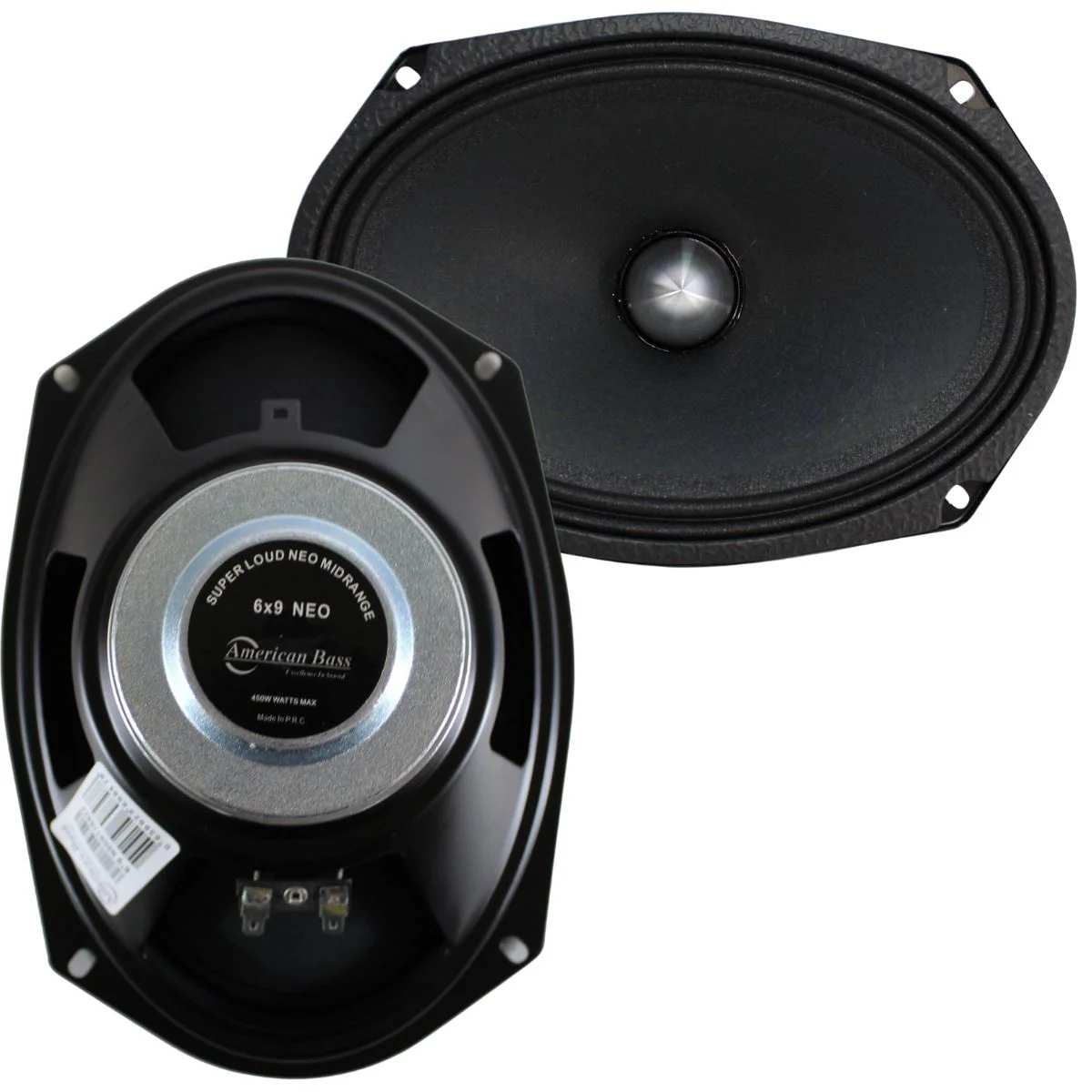 American Bass Pro Car Audio 6x9" 225 Watt RMS 4-Ohm Midrange Speaker Pair NEO69