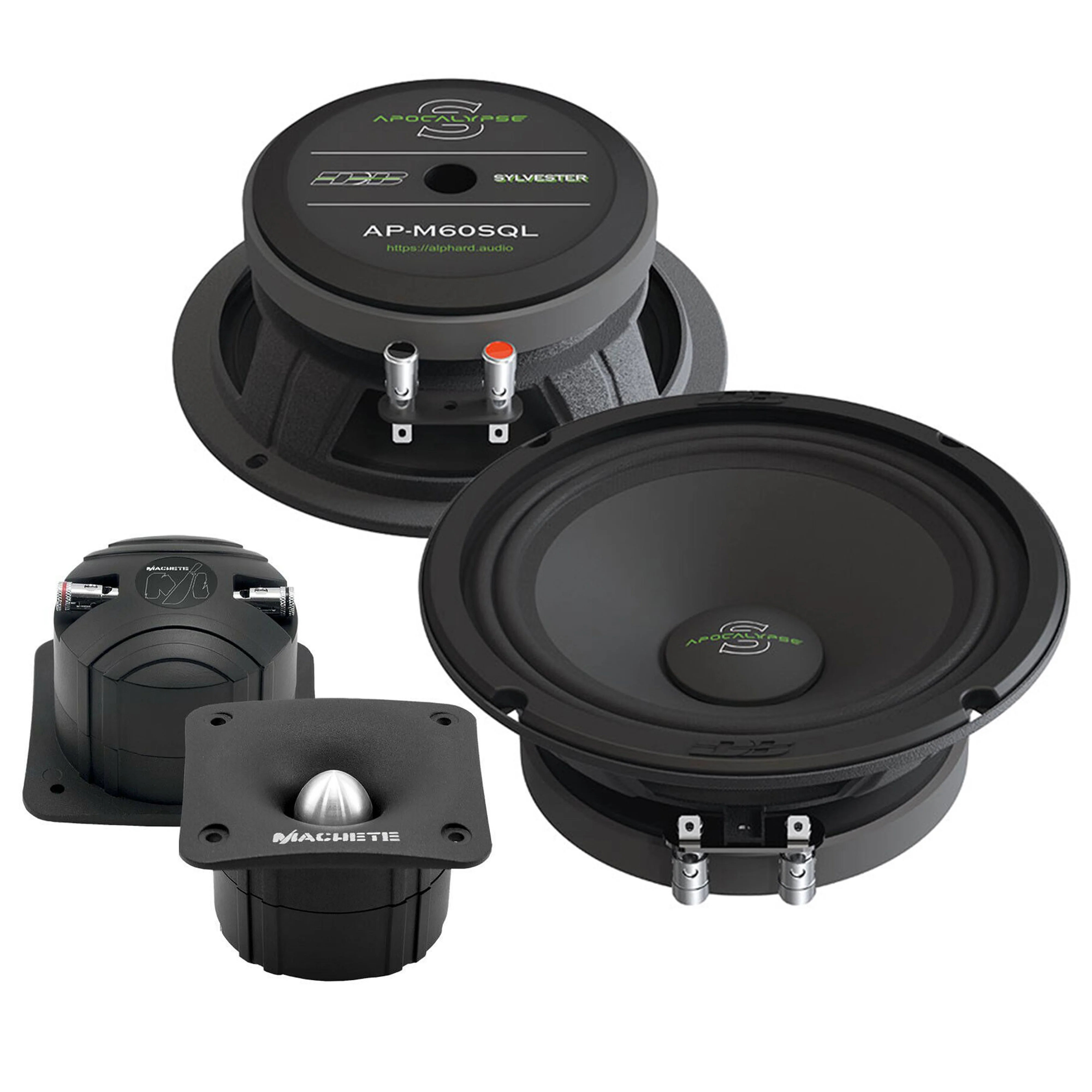 Pair of Deaf Bonce 6.5 Apocalypse Speakers 600W 4 Ohm w/ 1" Bullet Tweeters 160W