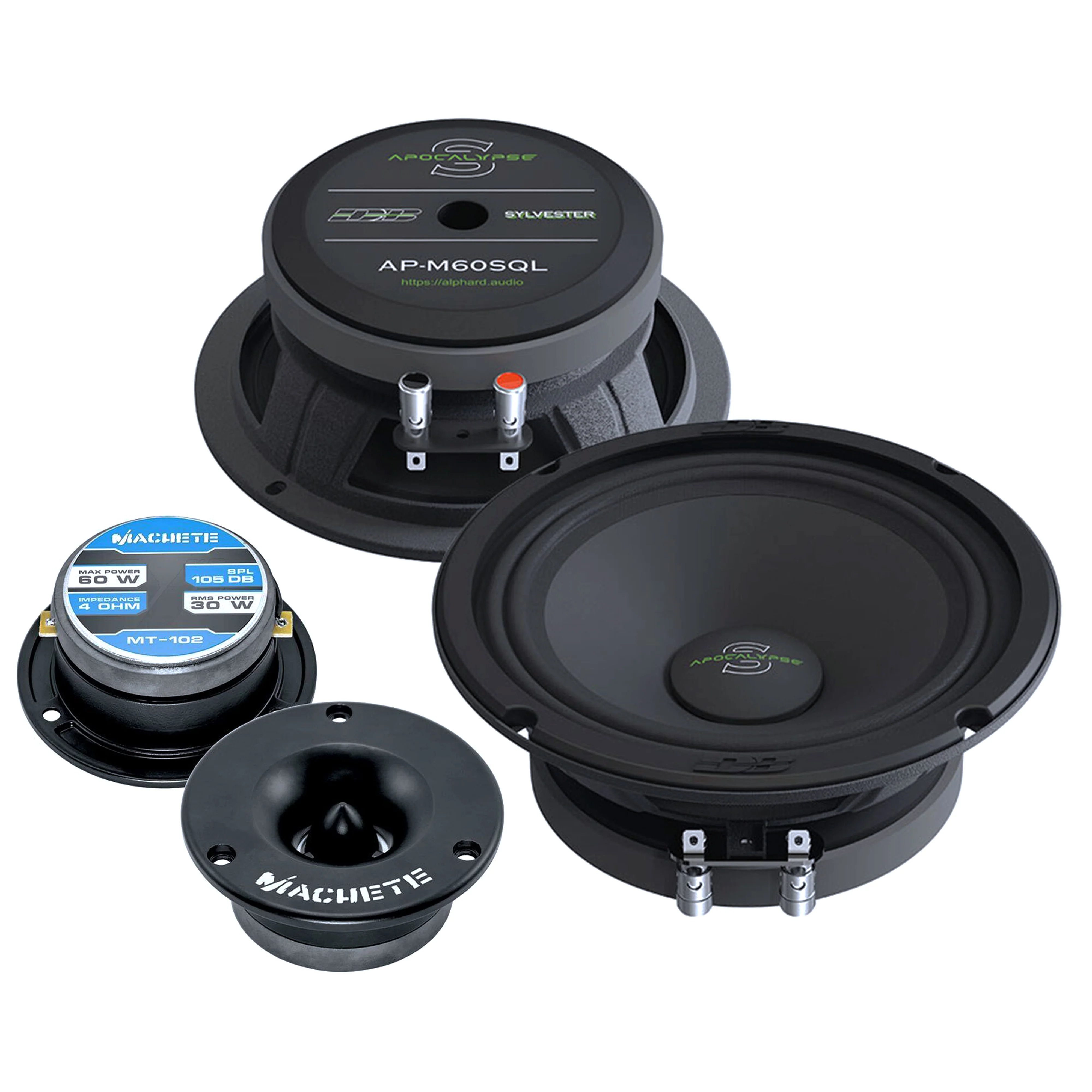 Pair of Deaf Bonce 6.5 Apocalypse Speakers 600W 4 Ohm w/ 1 Bullet Tweeters 240W