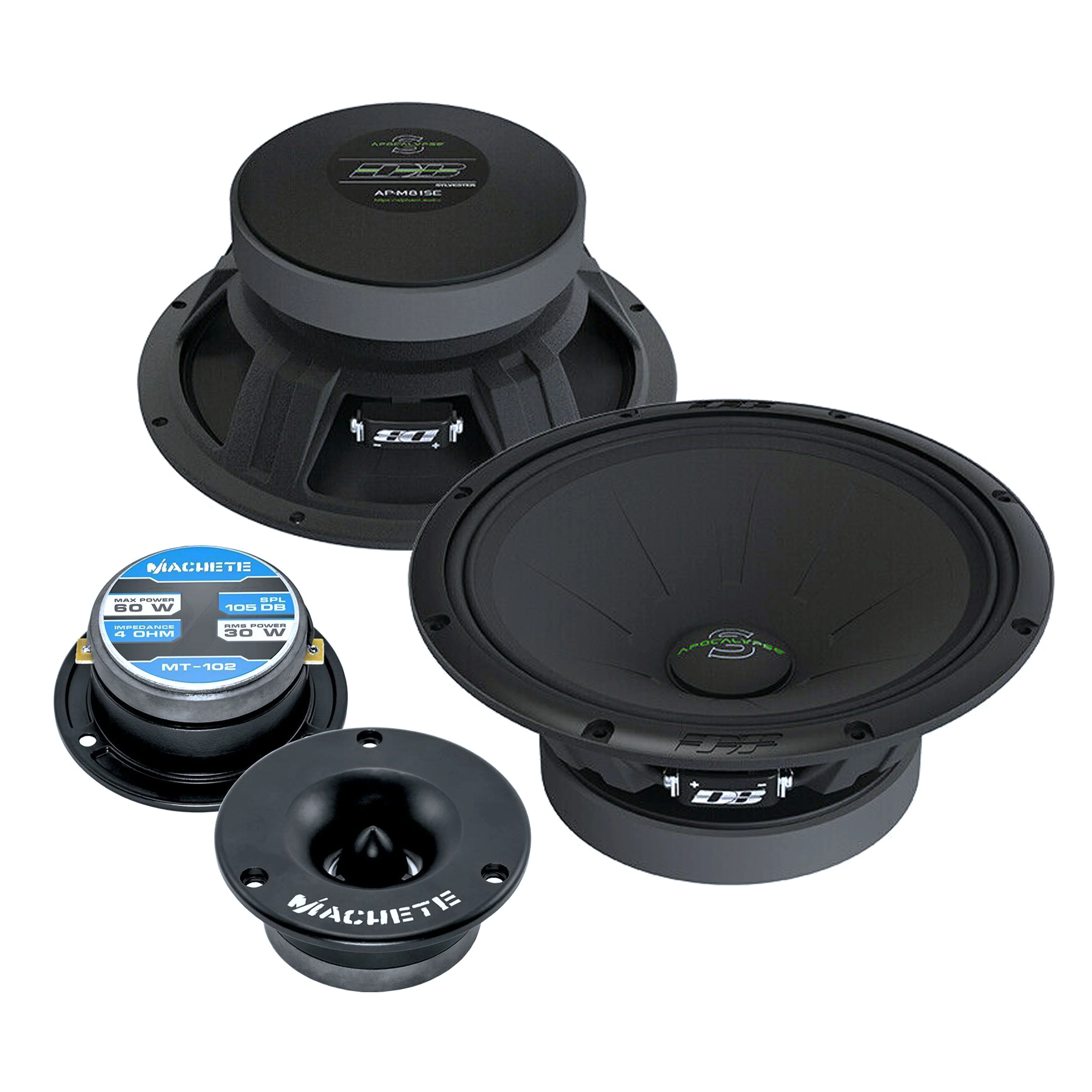 Pair of Deaf Bonce 8 Midrange Speakers 340W 4 Ohm w/ 1 Bullet Tweeters 240W