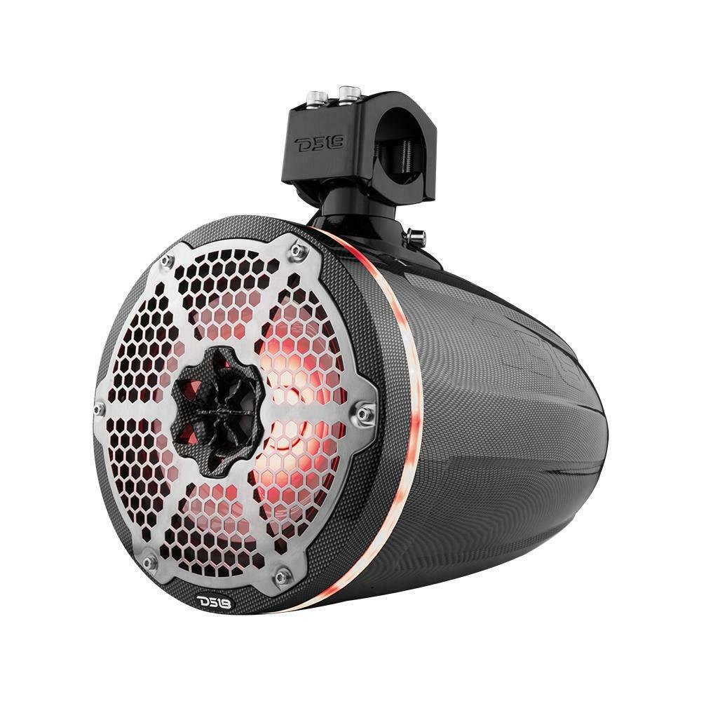 Pair of DS18 8" 375W 4 Ohm Black Carbon Fiber Marine Tower Speaker w/ RGB LED - Image 3