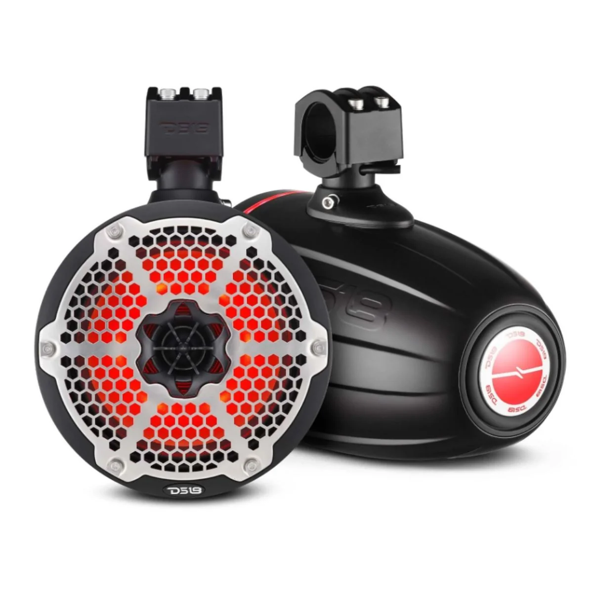 Pair of DS18 Hydro NXL-X8TPNEO/BK 8" 1100W 4 Ohm RGB LED Marine Tower Speaker