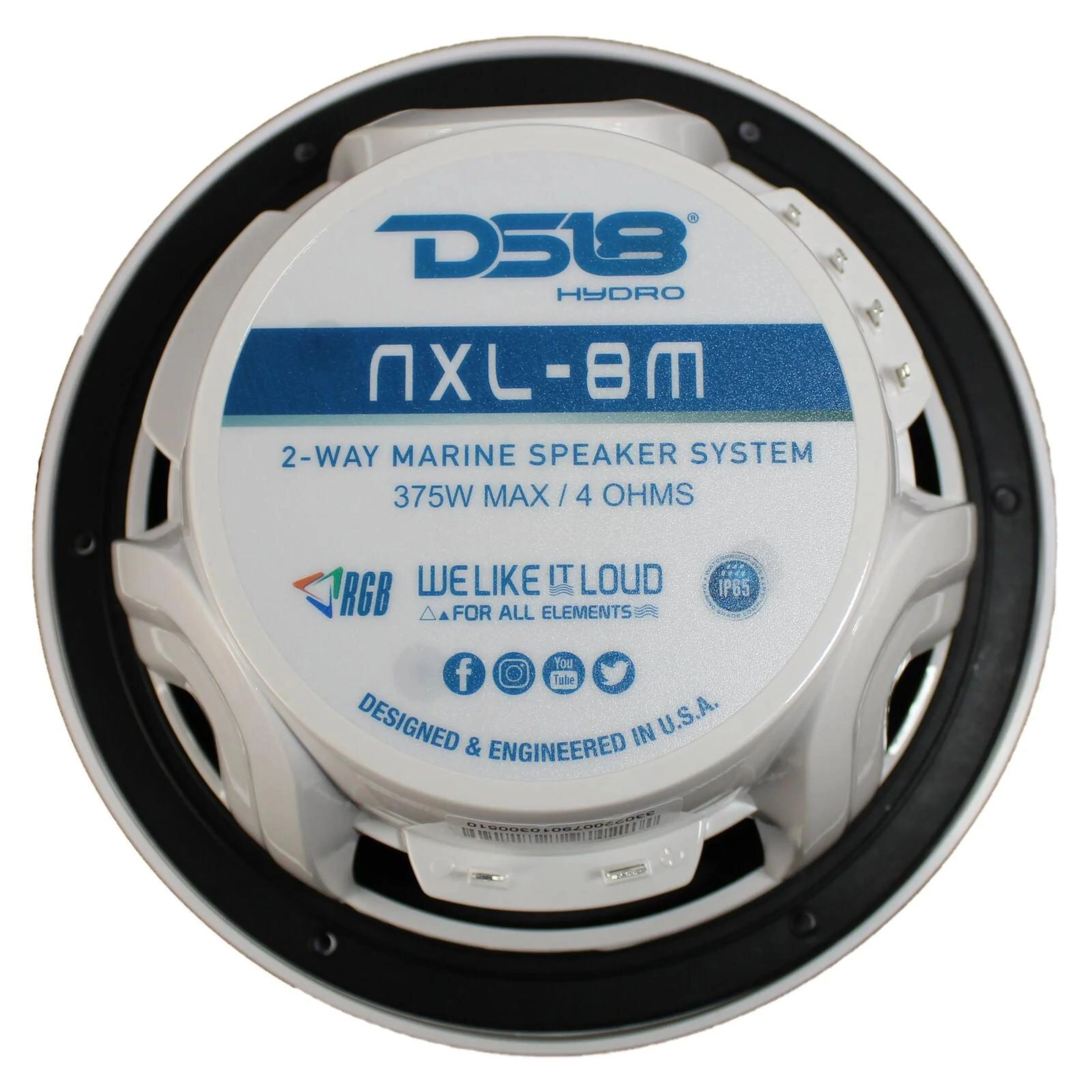 8" 750 Watt 4-Ohm 2-Way Marine Speakers with RGB DS18 Hydro NXL-8M-WH Pair - Image 4