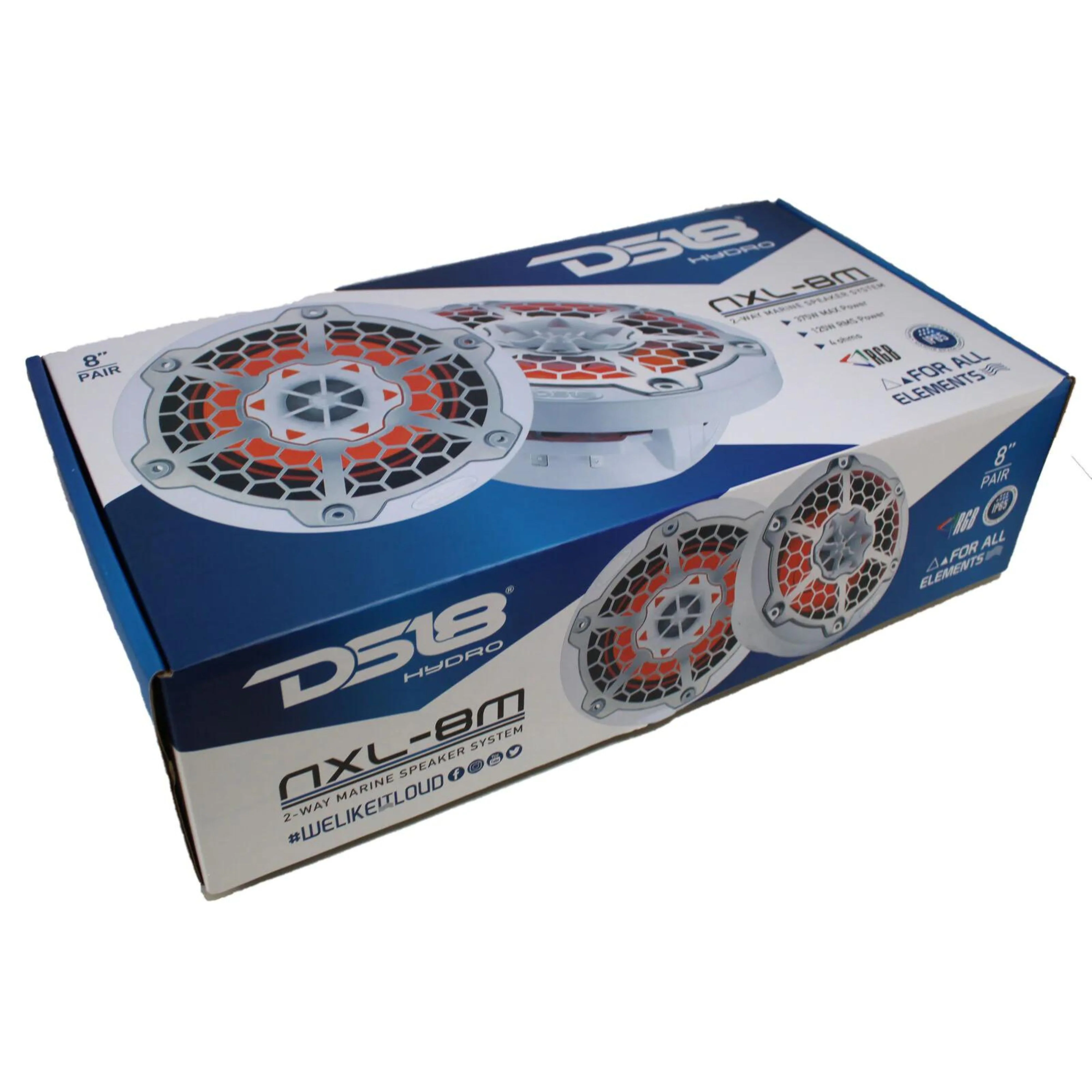 8" 750 Watt 4-Ohm 2-Way Marine Speakers with RGB DS18 Hydro NXL-8M-WH Pair - Image 5