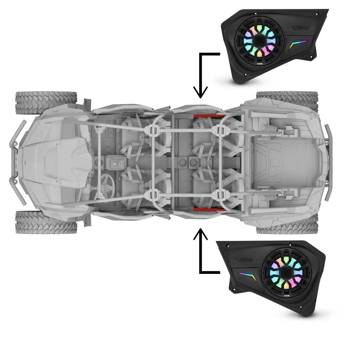 Polaris RZR-PRO Back Door Panels for 8” Speakers w/ Digital LED Lighting DS18 - Image 9