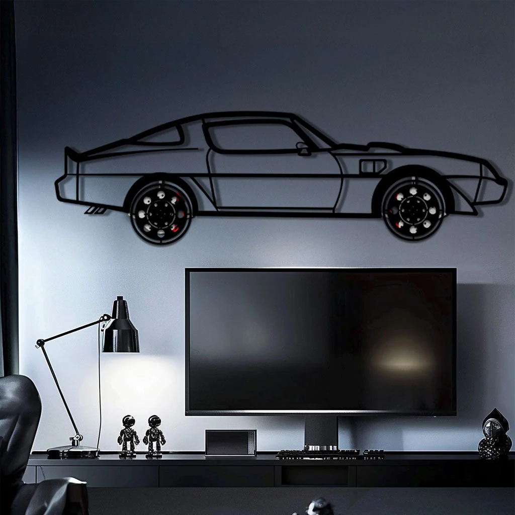 Pontiac Trans Am Metal Car Wall Art with Rotating Wheels - Classic American Muscle Silhouette - Interactive Firebird Wall Decor - KAFMEKA154 - Image 10
