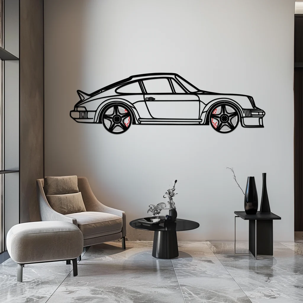 PORSCHE 911 SC Metal Wall Art – Classic Silhouette with Rotating Wheels 🚗✨KAFMEKA060 - Image 2