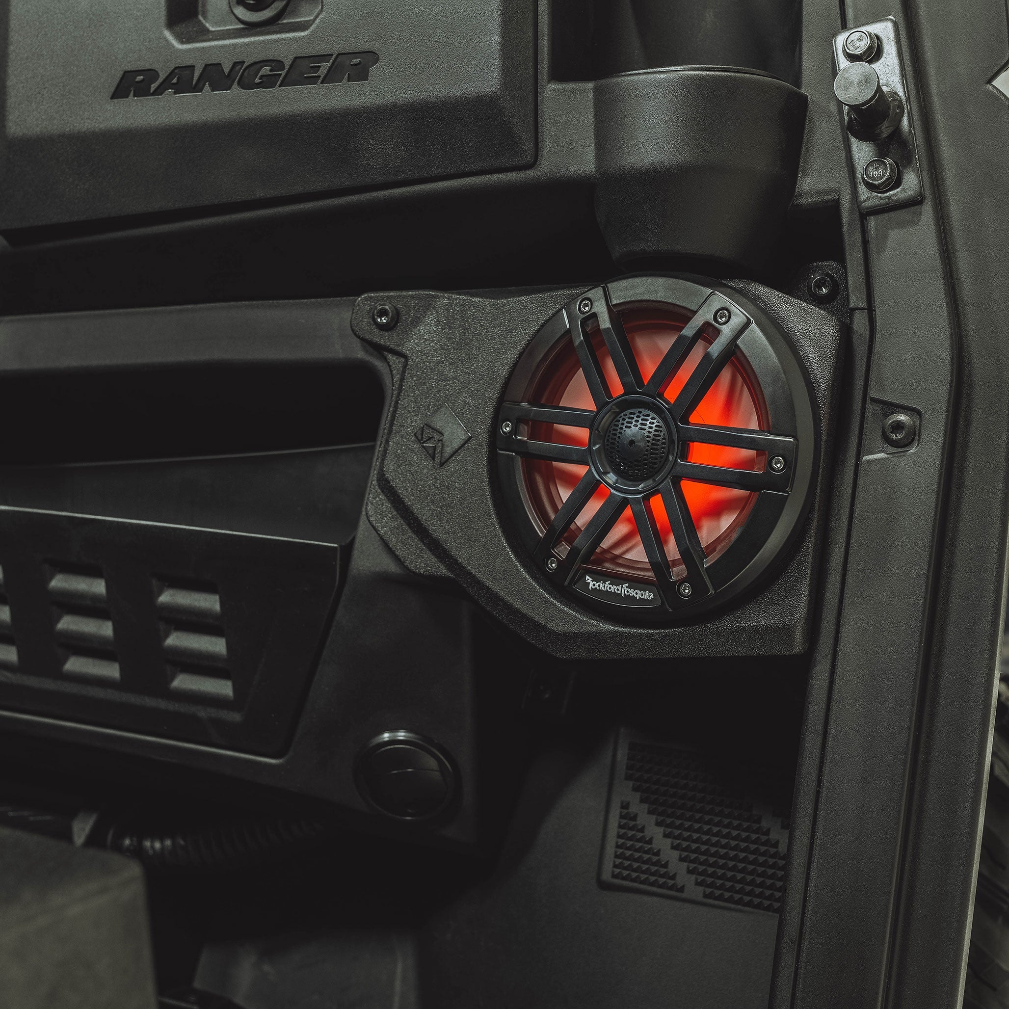 Rockford 6.5 Enclosures /w Black RGB Marine Speakers 1200W Polaris Ranger 2018+ - Image 8