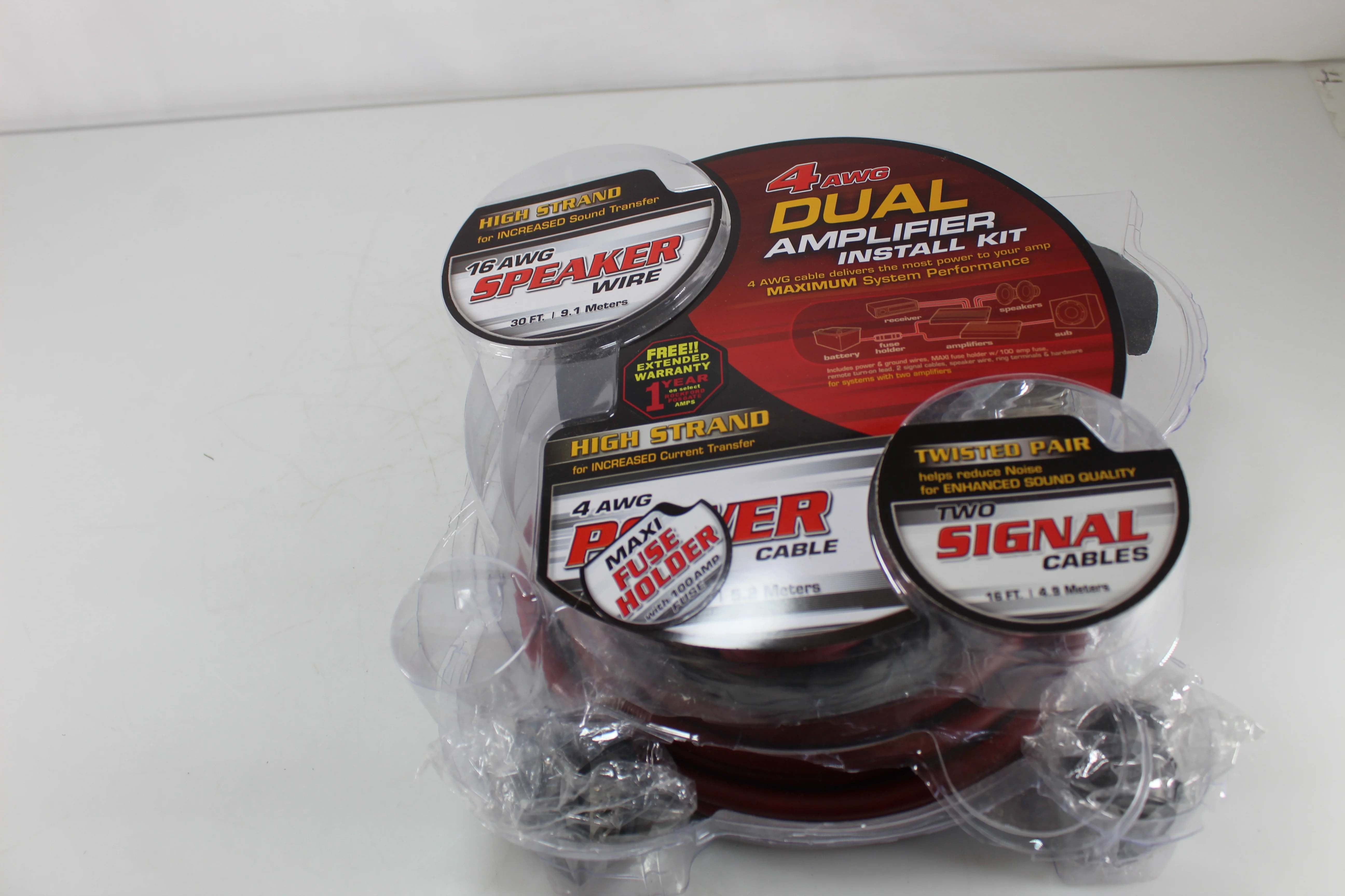 Rockford Fosgate RFK4D 4 Gauge PC-OFC Complete Dual Amplifier Install Kit OPEN BOX - Image 3