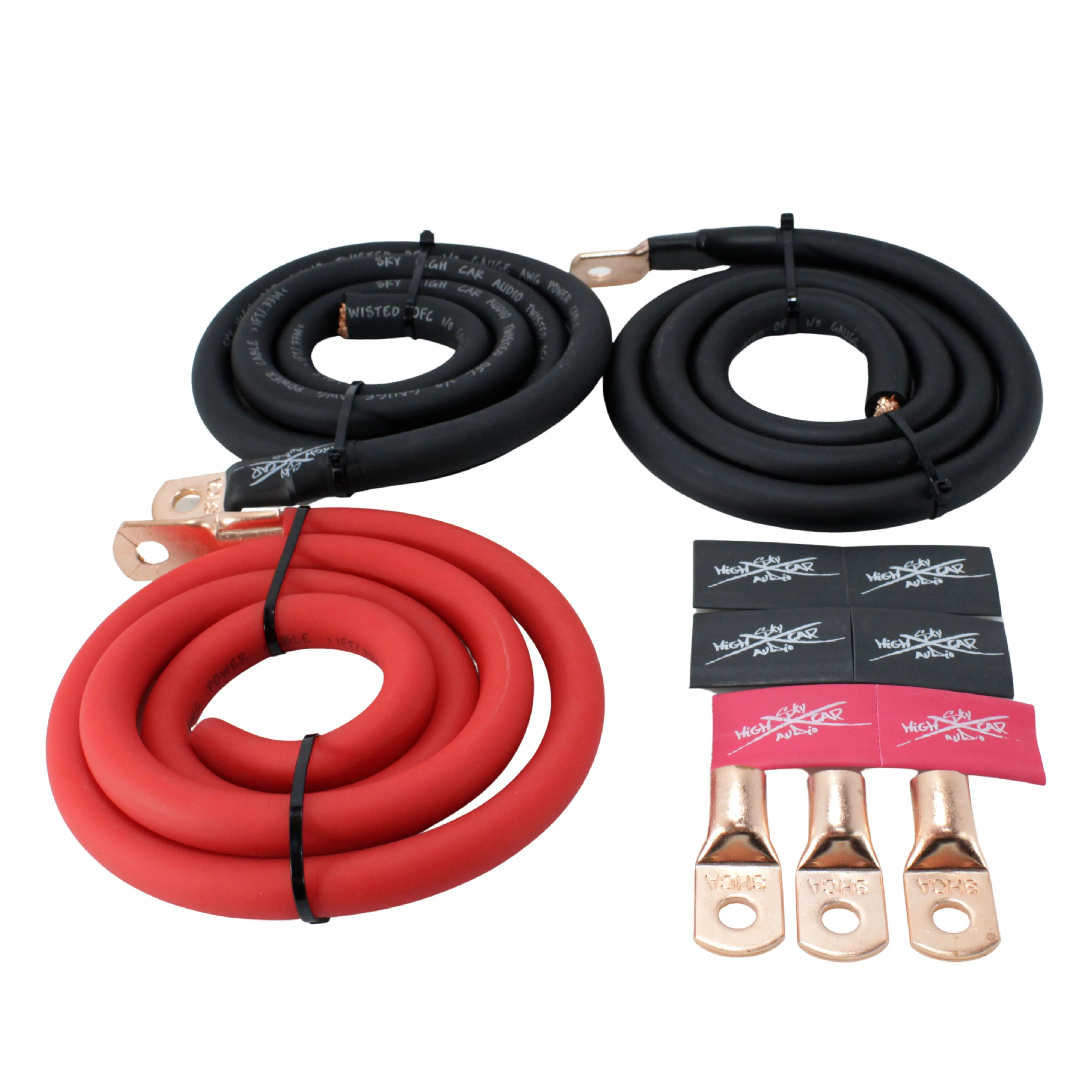 Sky High Car Audio BIG 3 Wiring Upgrade Kit OFC 0 Ga Red Power Black Ground - Image 3