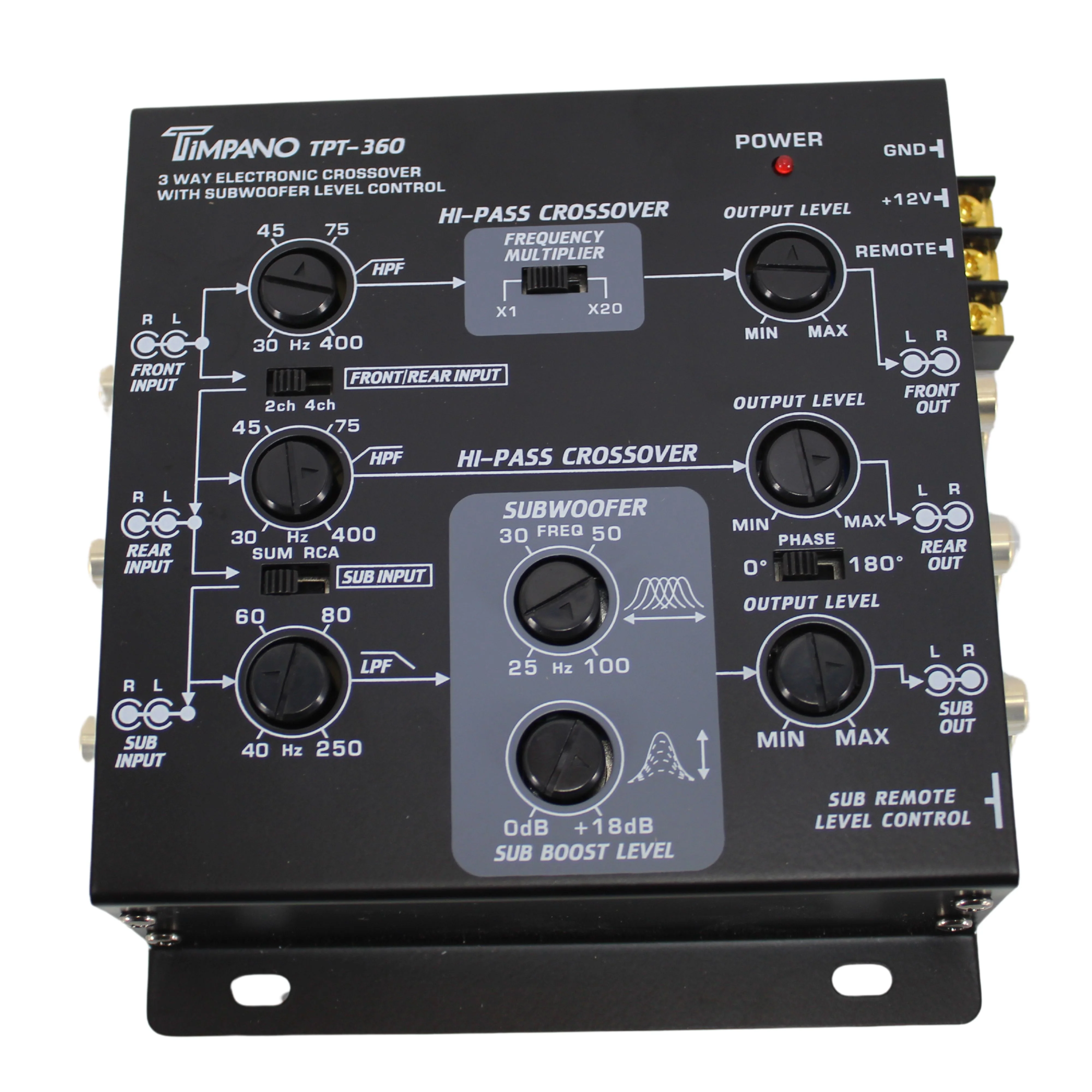 Timpano 3-Way Electronic Crossover 2/4/6 Channel Input 5V RCA Output OPEN BOX - Image 4