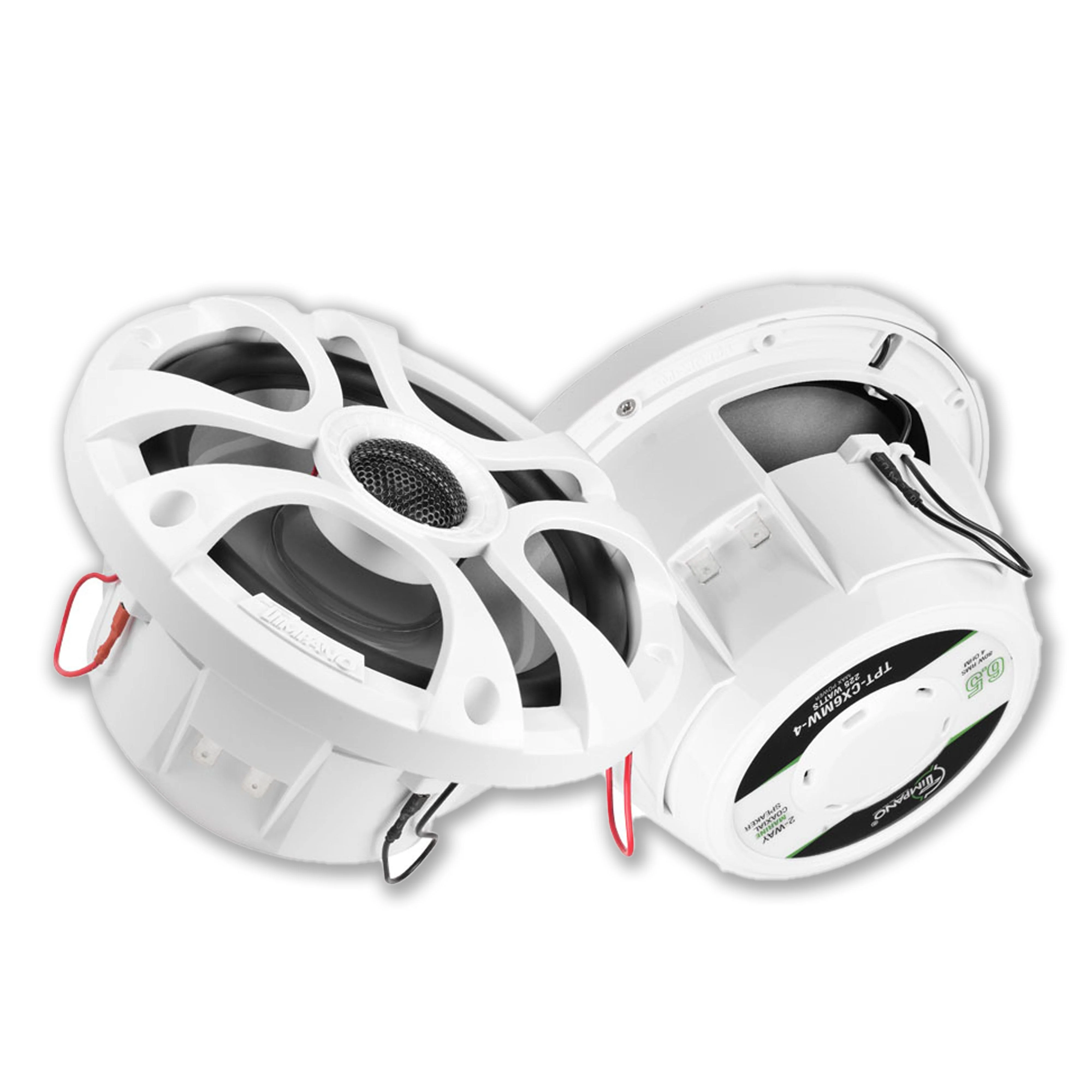 Timpano 6.5 Inch 450 Watt 4 Ohm 2-Way Coaxial Marine Speakers White TPT-CX6MW-4