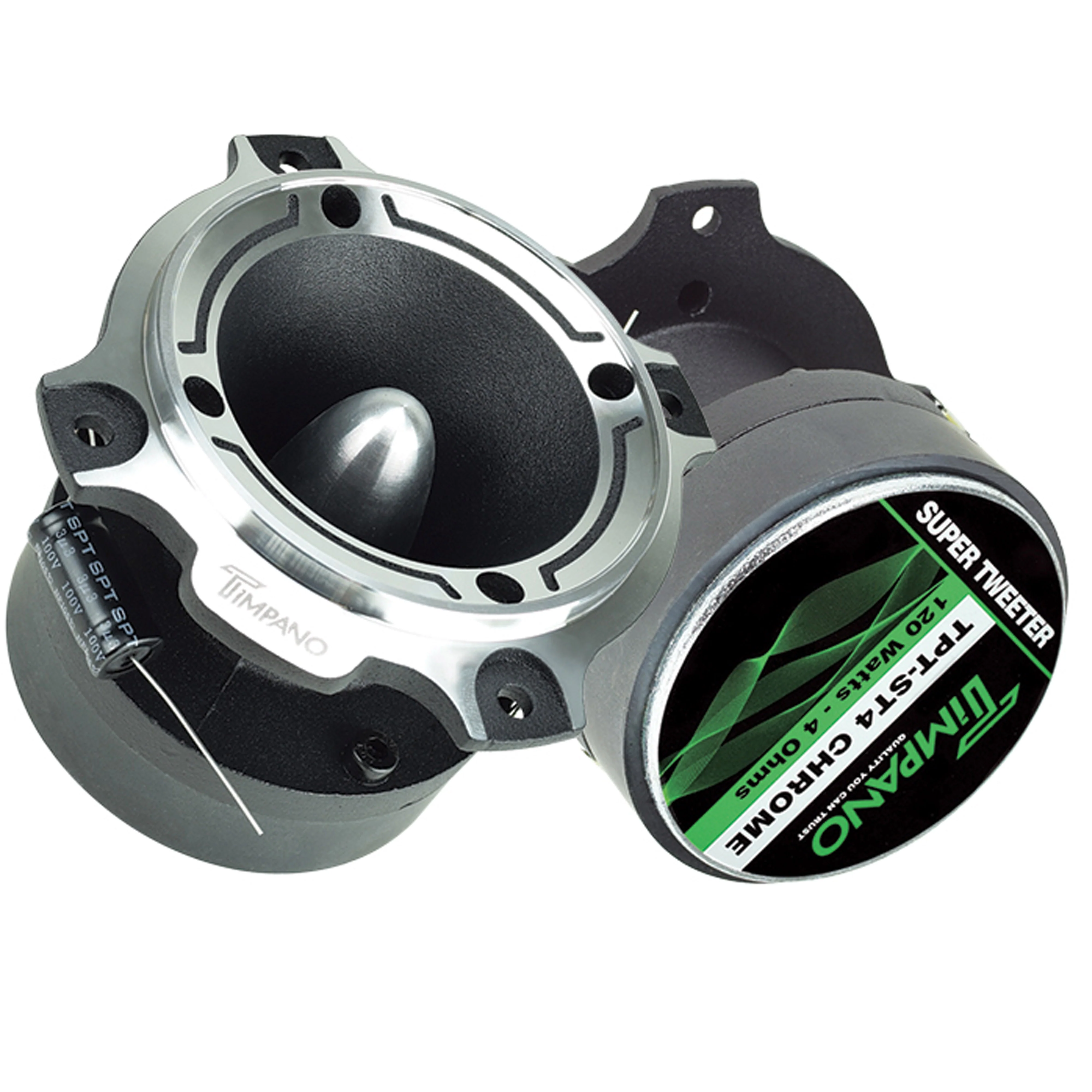 Timpano 3.5 Inch 240W 4 Ohm 1 Inch VC Chrome Bullet Super Tweeters Pair TPT-ST4