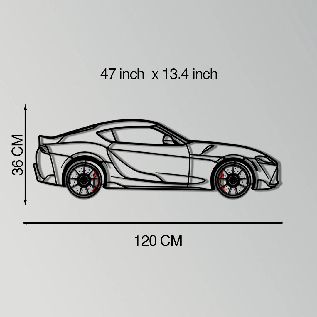 Toyota GR Supra (A90) Metal Car Wall Art with Rotating Wheels - Modern JDM Legend Silhouette - Interactive Automotive Wall Decor - KAFMEKA156 - Image 11